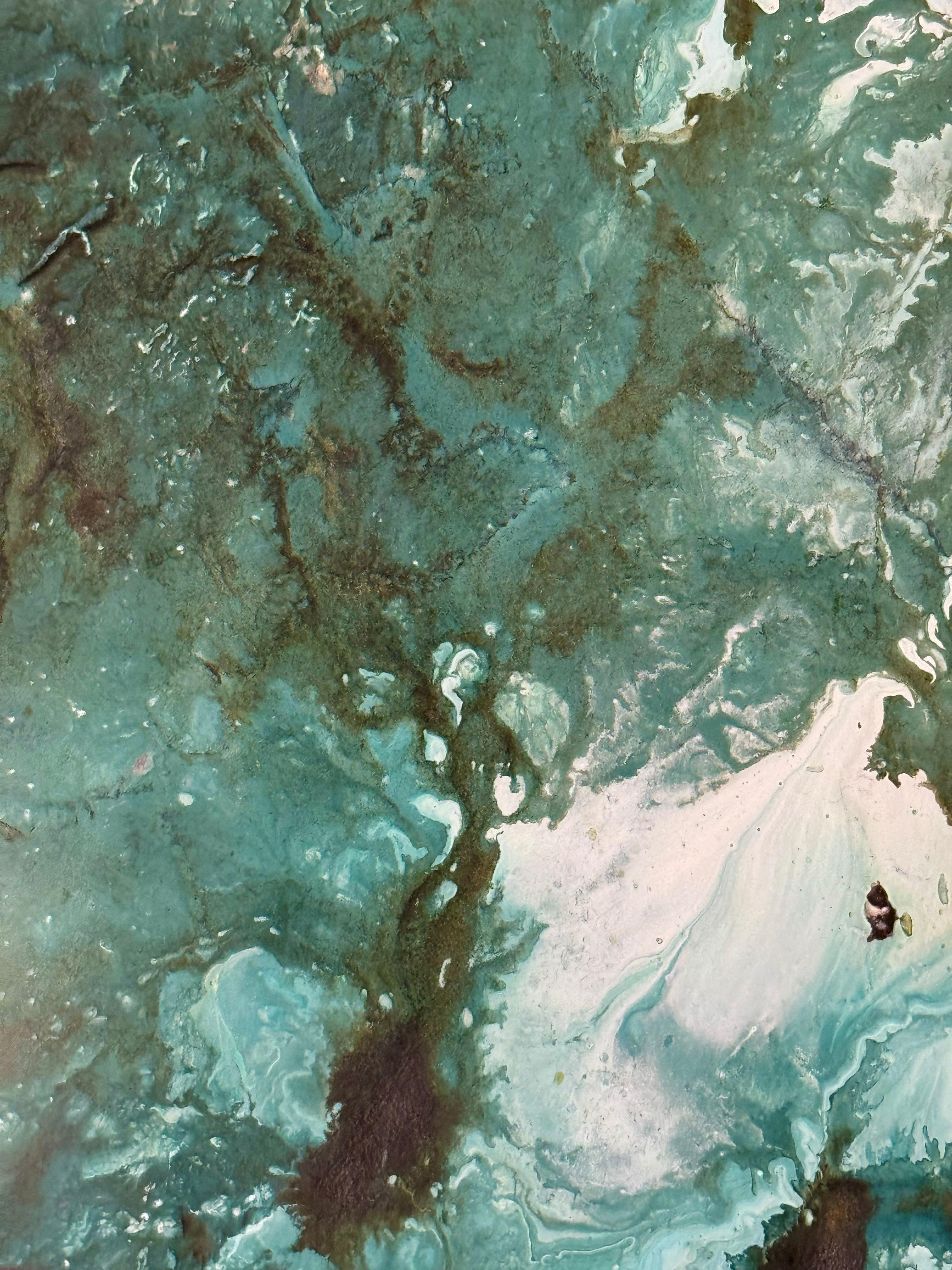 Ethereal painting featuring turquoise and creams by Katherine Filice en vente 10