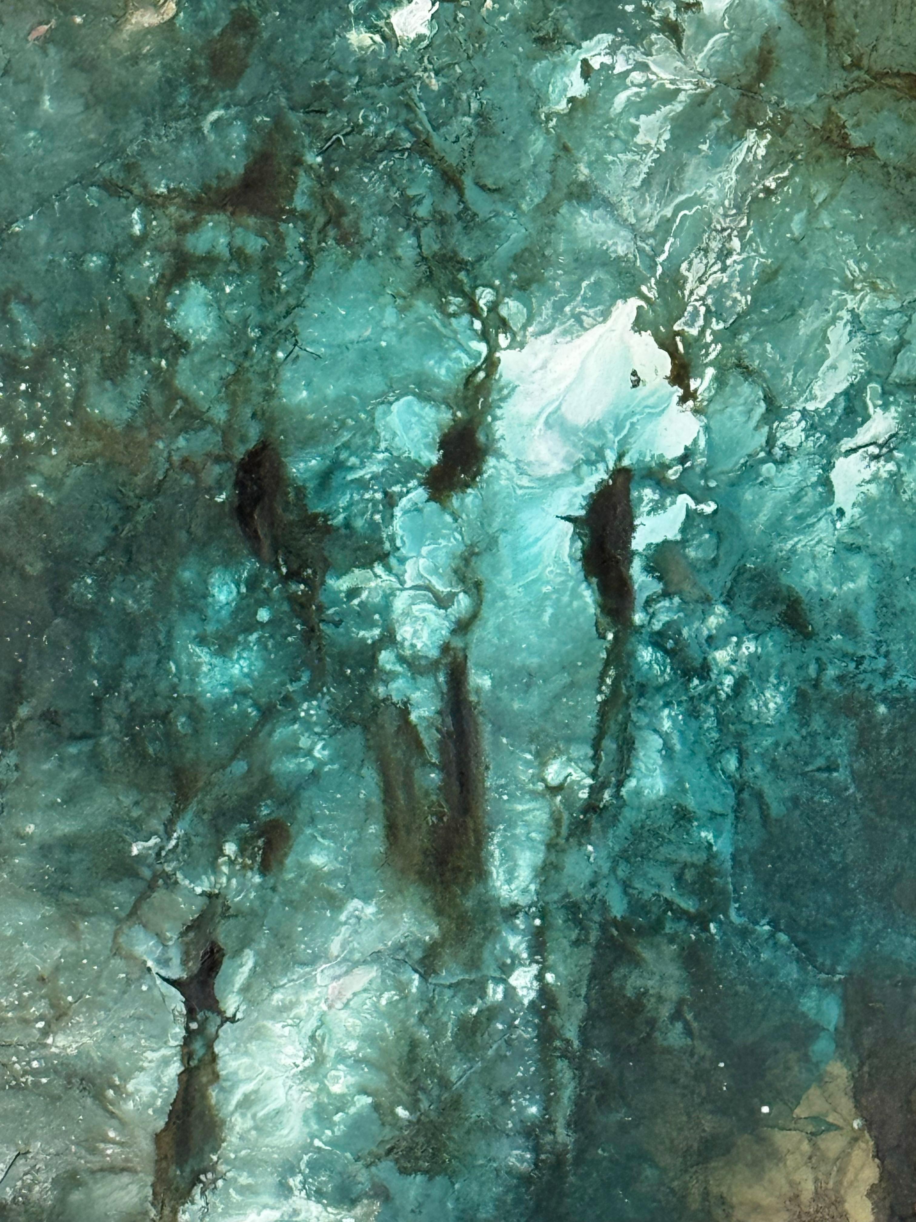 Ethereal painting featuring turquoise and creams by Katherine Filice en vente 12