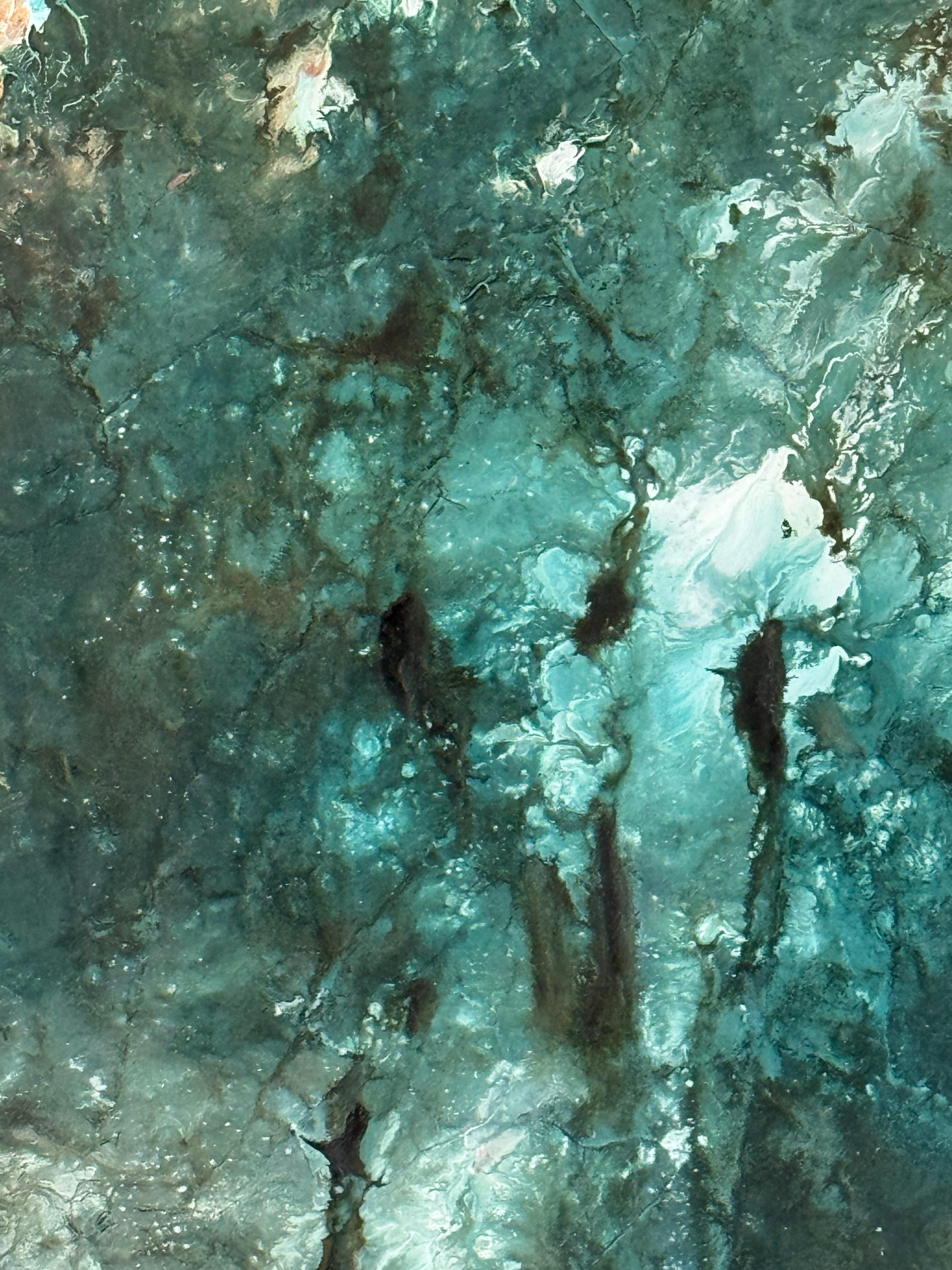 Ethereal painting featuring turquoise and creams by Katherine Filice en vente 13