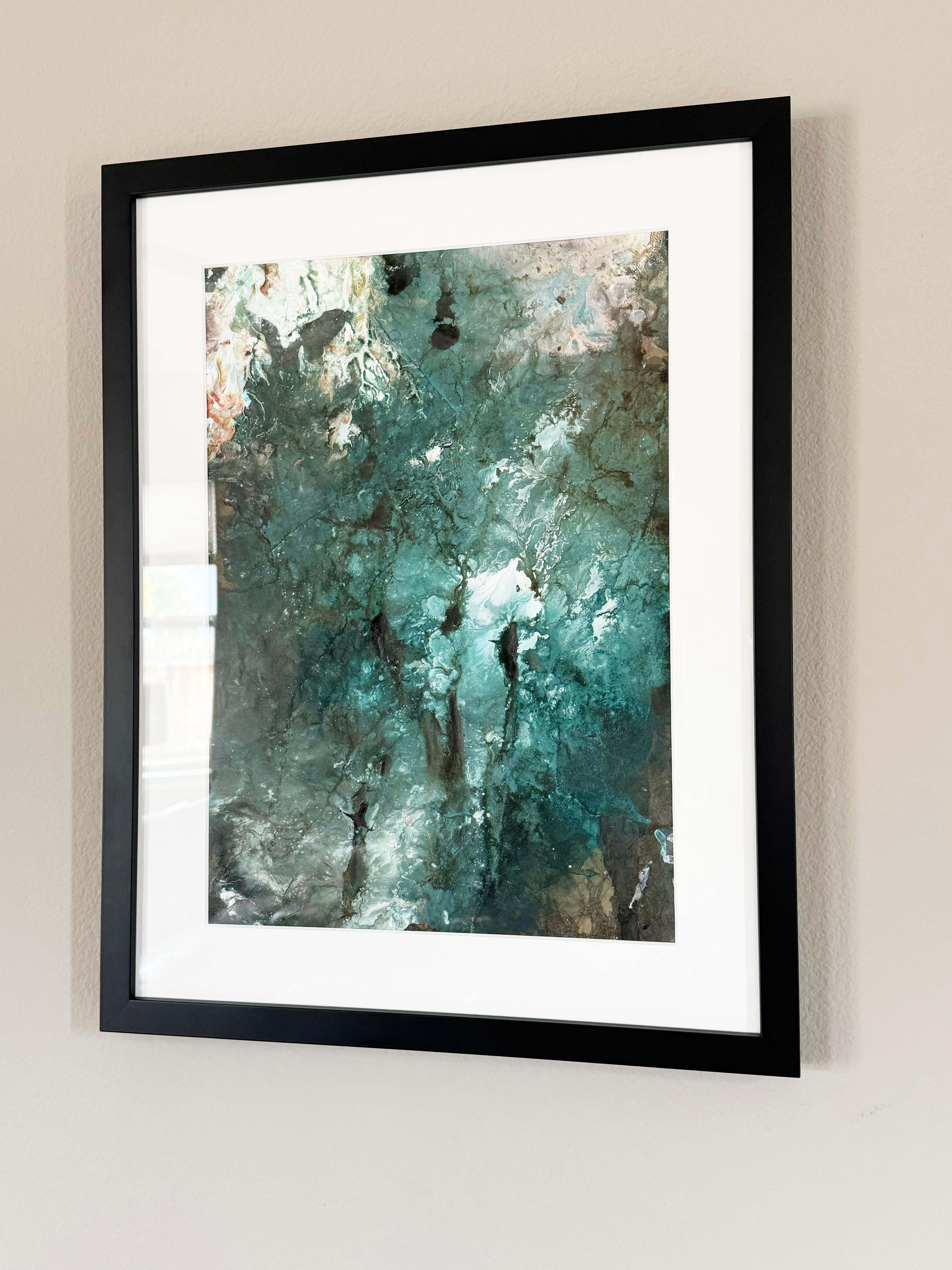 Ethereal painting featuring turquoise and creams by Katherine Filice en vente 1