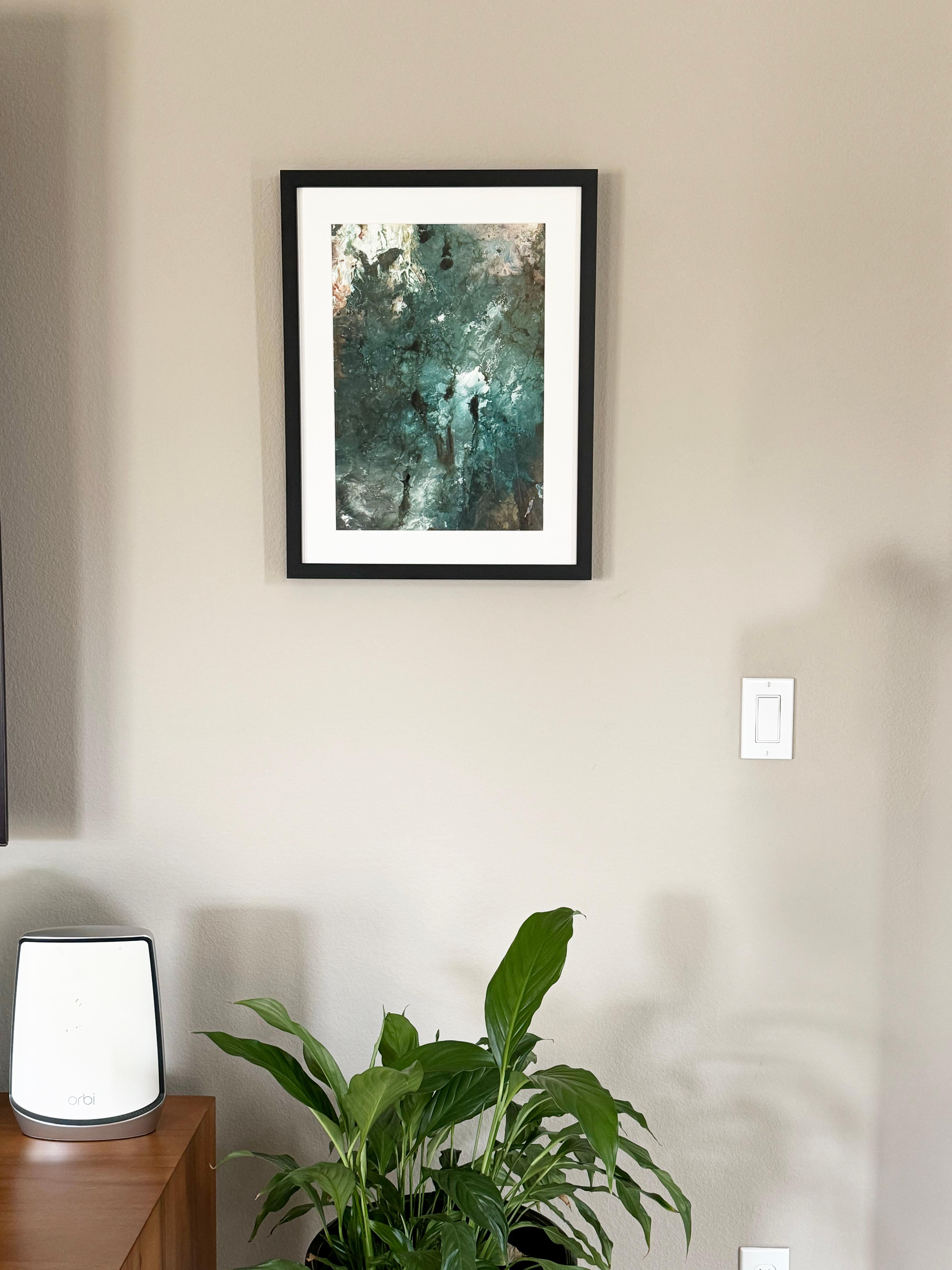 Ethereal painting featuring turquoise and creams by Katherine Filice en vente 2