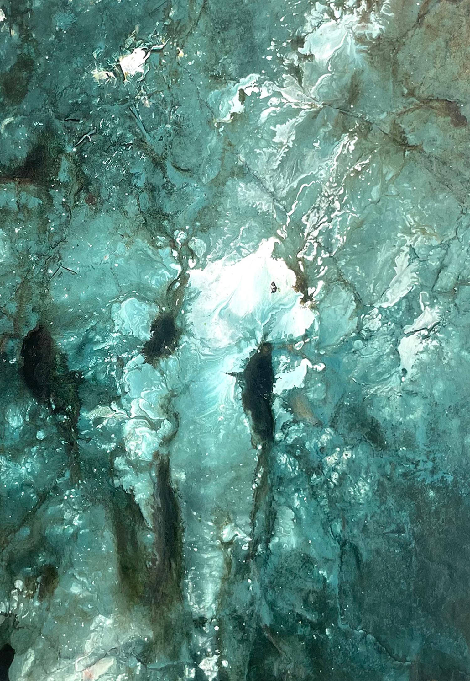 Ethereal painting featuring turquoise and creams by Katherine Filice en vente 4