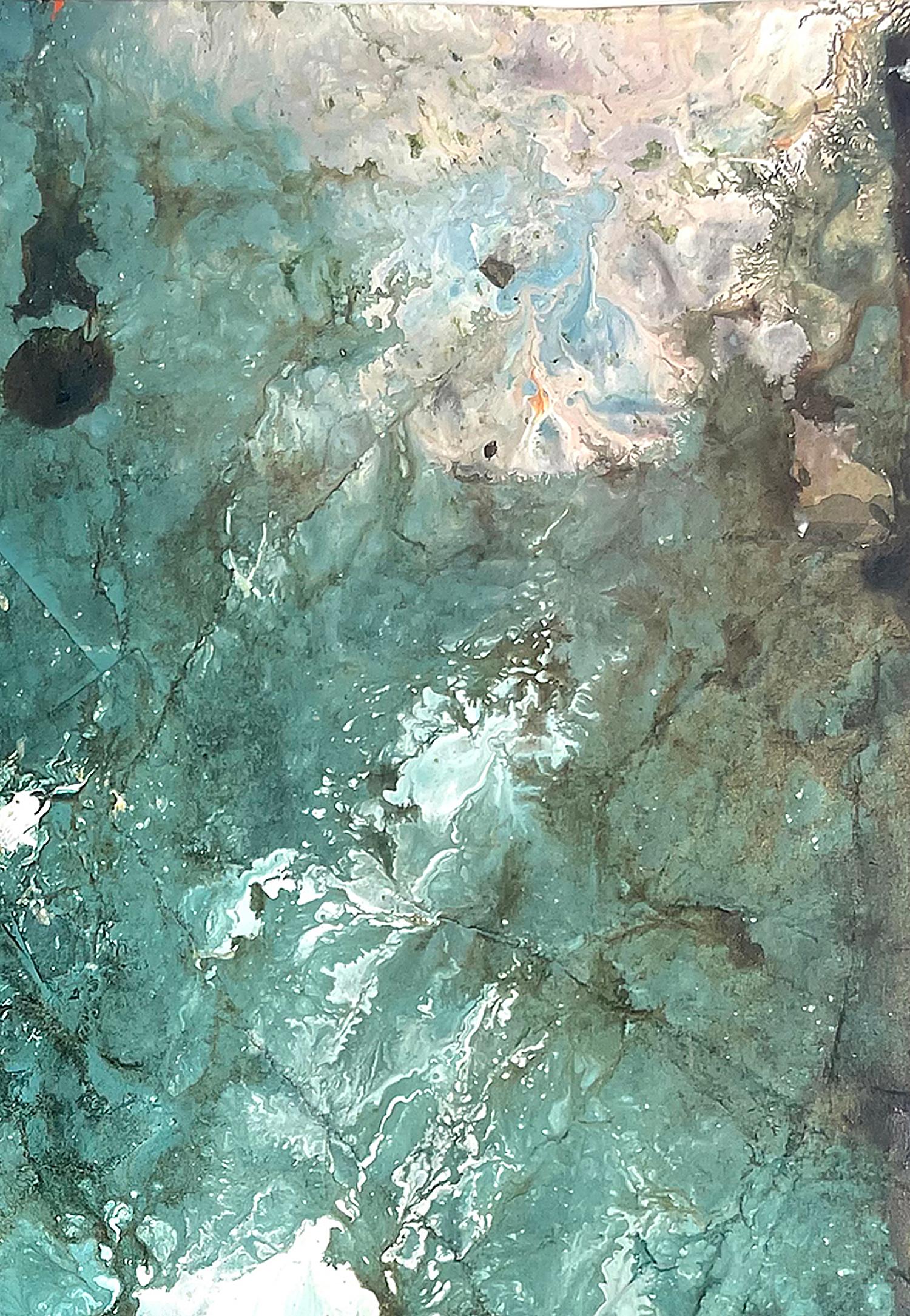 Ethereal painting featuring turquoise and creams by Katherine Filice en vente 5