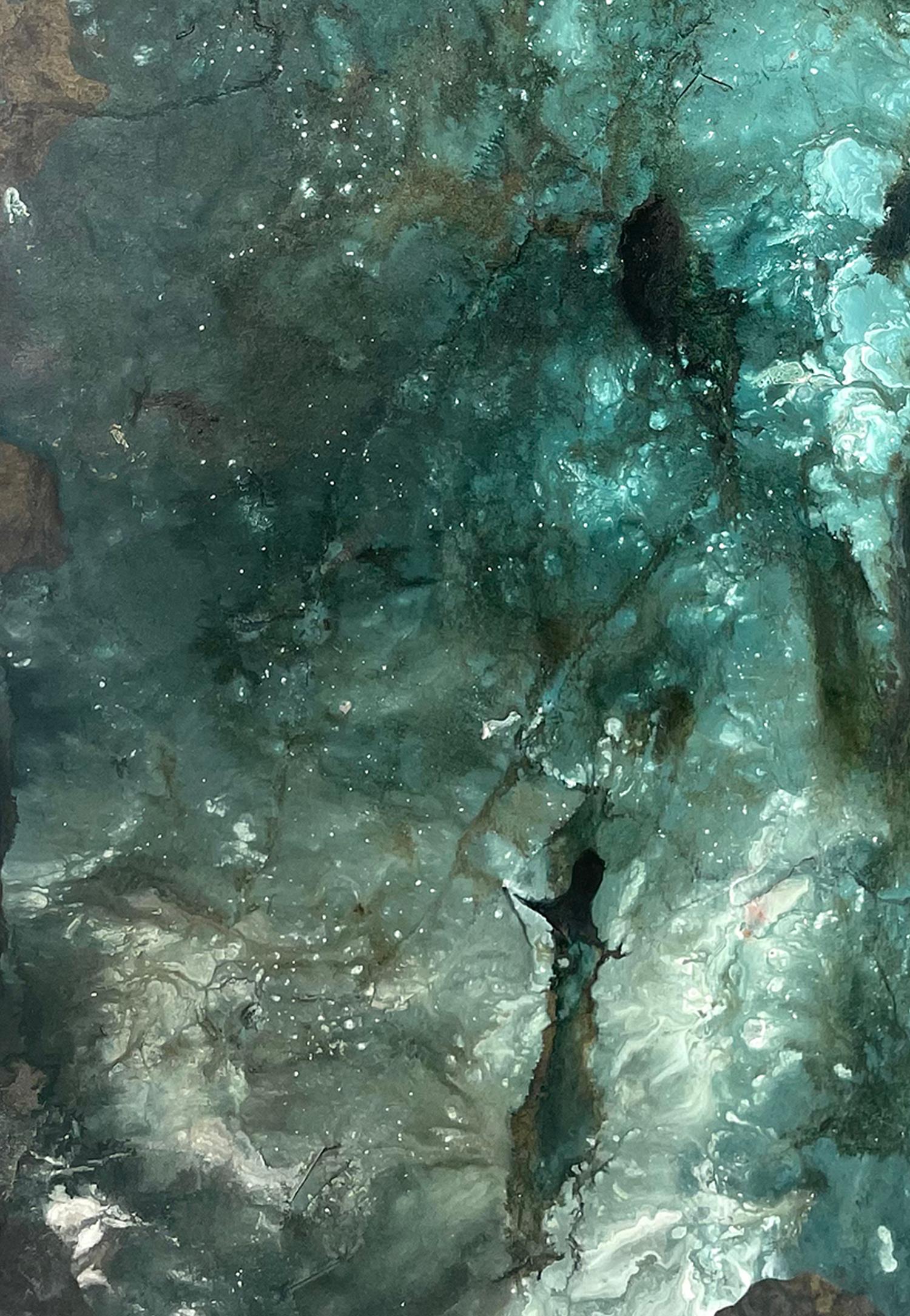 Ethereal painting featuring turquoise and creams by Katherine Filice en vente 6