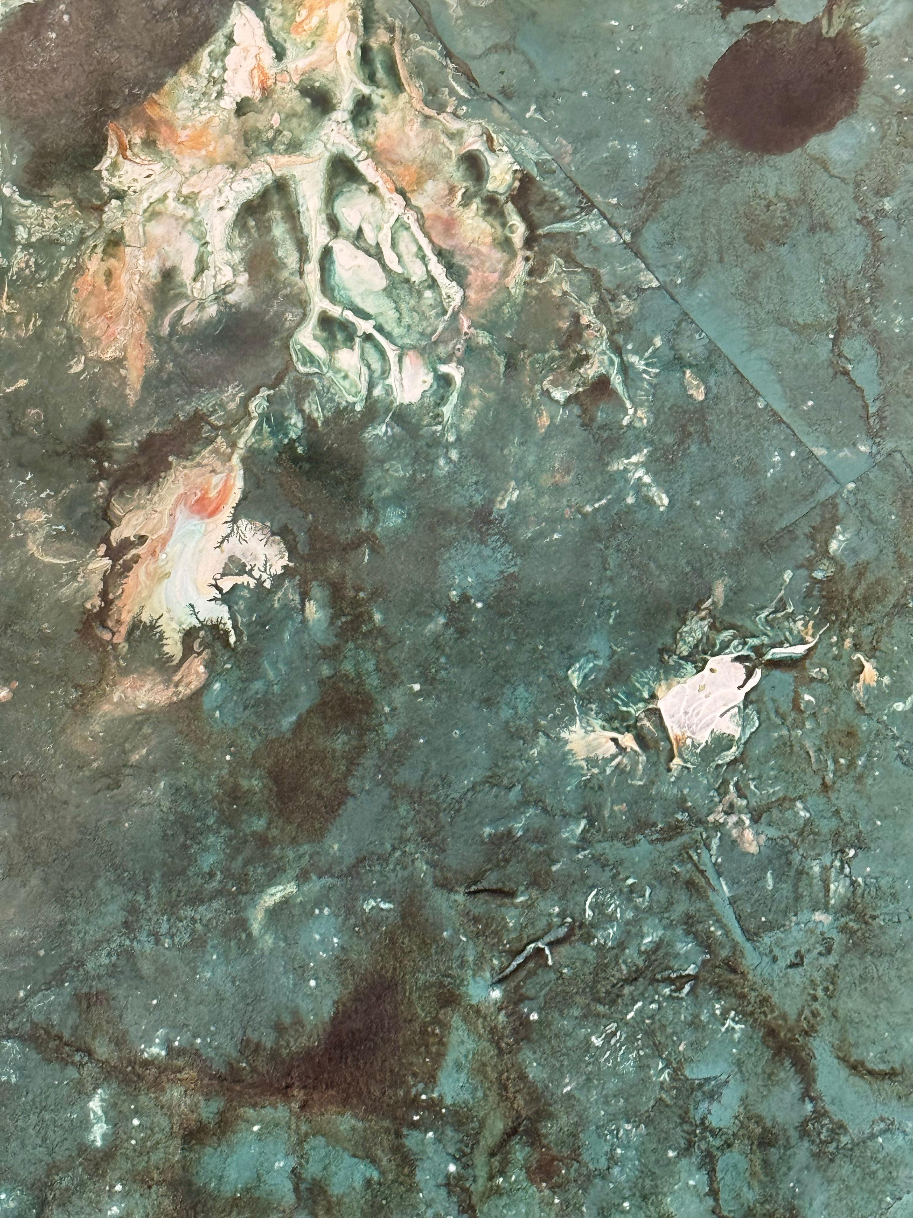 Ethereal painting featuring turquoise and creams by Katherine Filice en vente 8