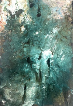 Ethereal painting featuring turquoise and creams by Katherine Filice