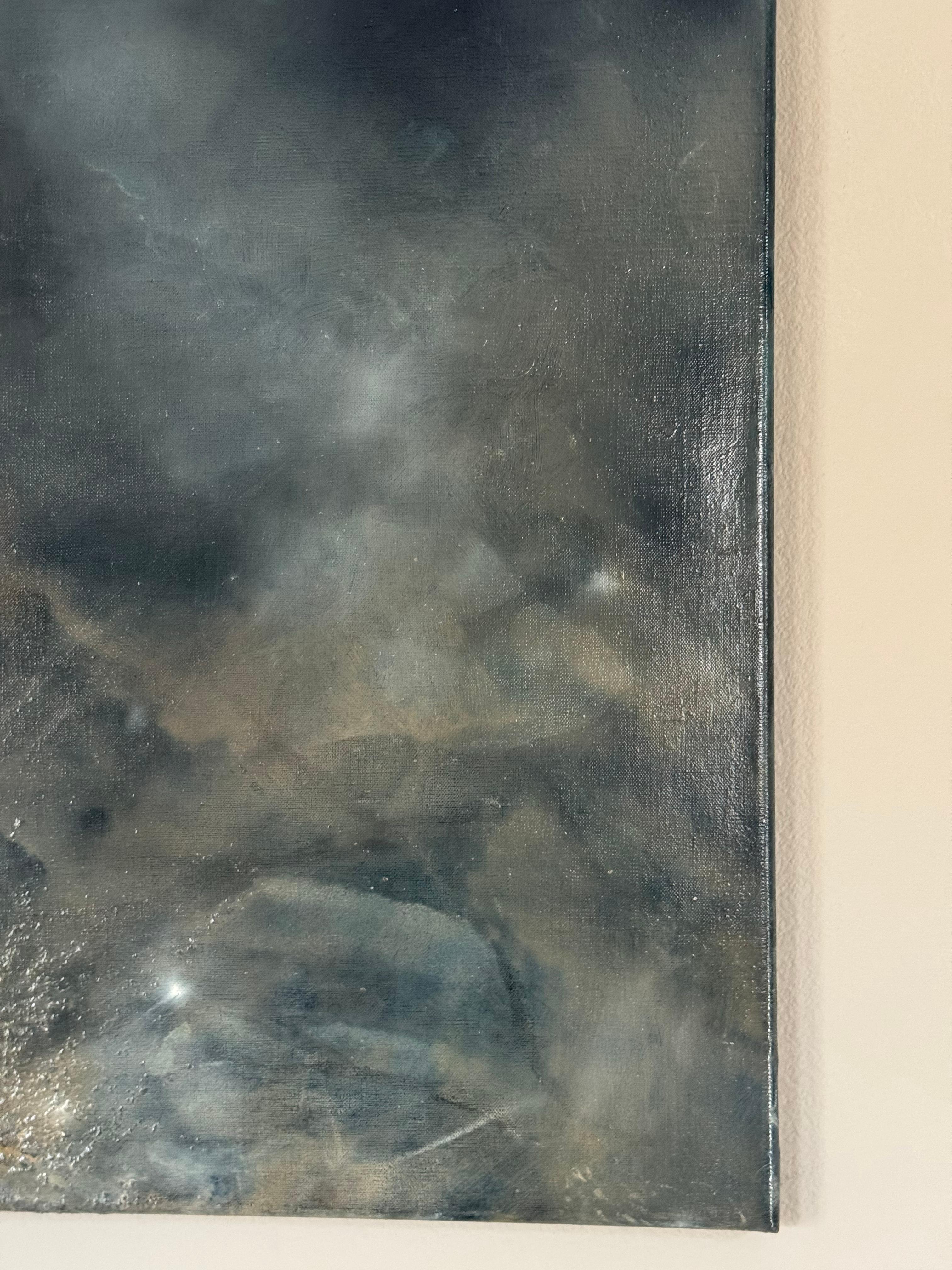 Magnifique peinture à l'huile avec des gris sombres et du mica par Katherine Filice en vente 4