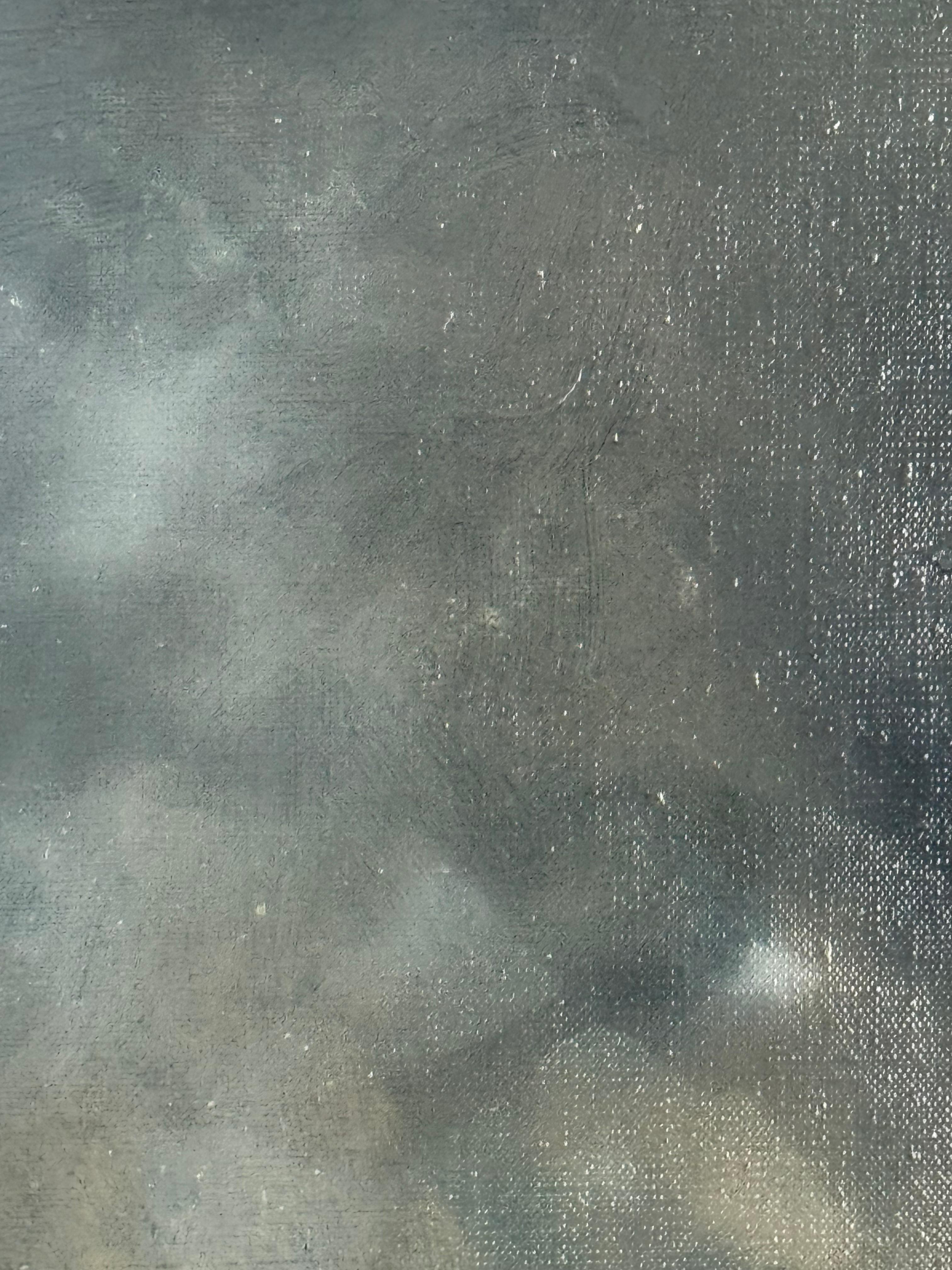 Magnifique peinture à l'huile avec des gris sombres et du mica par Katherine Filice en vente 5