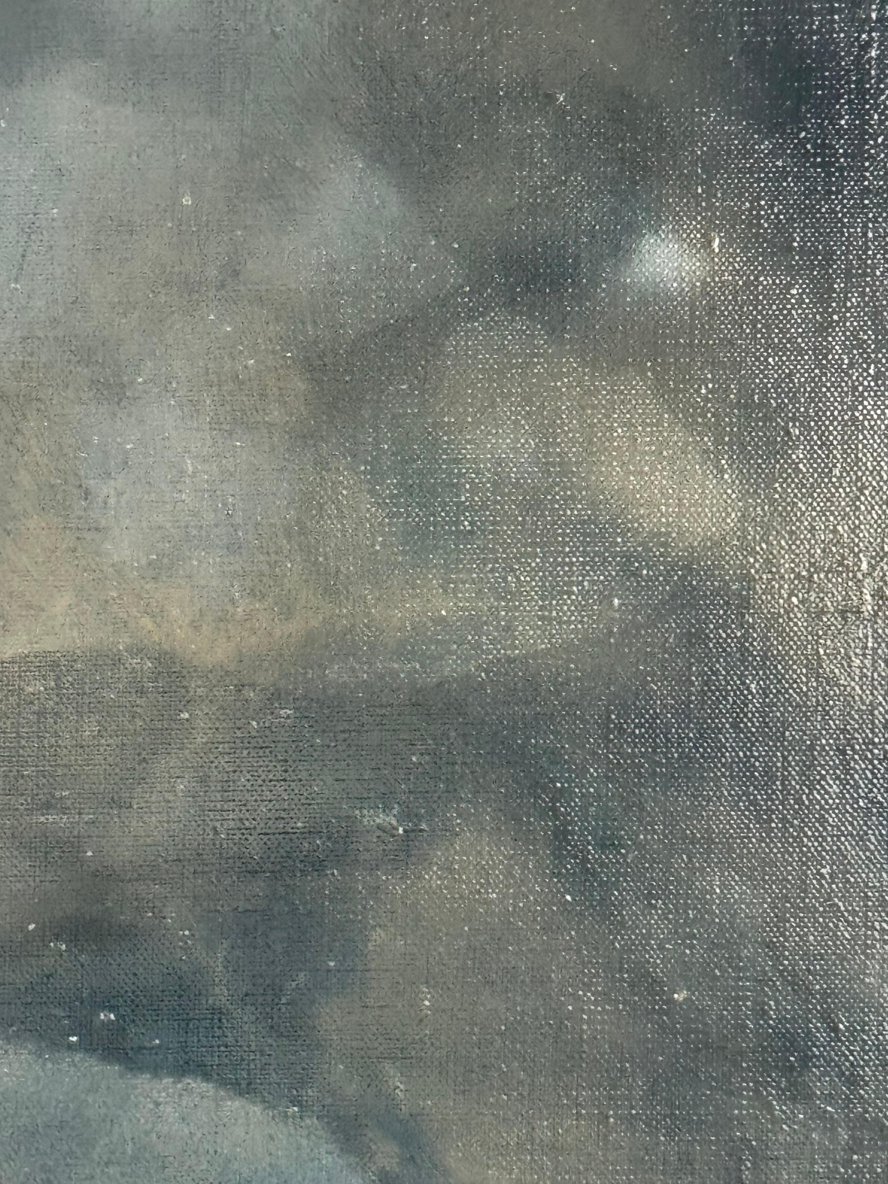 Magnifique peinture à l'huile avec des gris sombres et du mica par Katherine Filice en vente 6