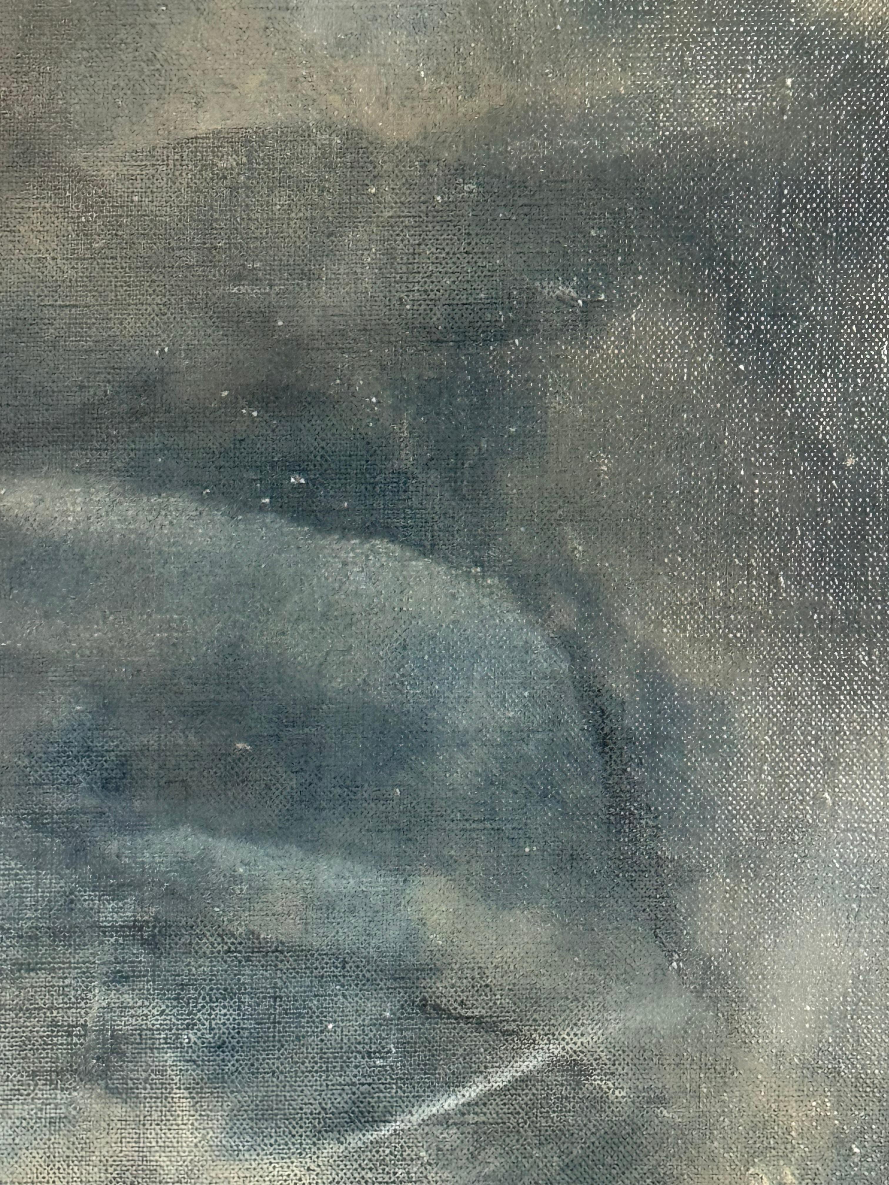 Magnifique peinture à l'huile avec des gris sombres et du mica par Katherine Filice en vente 7