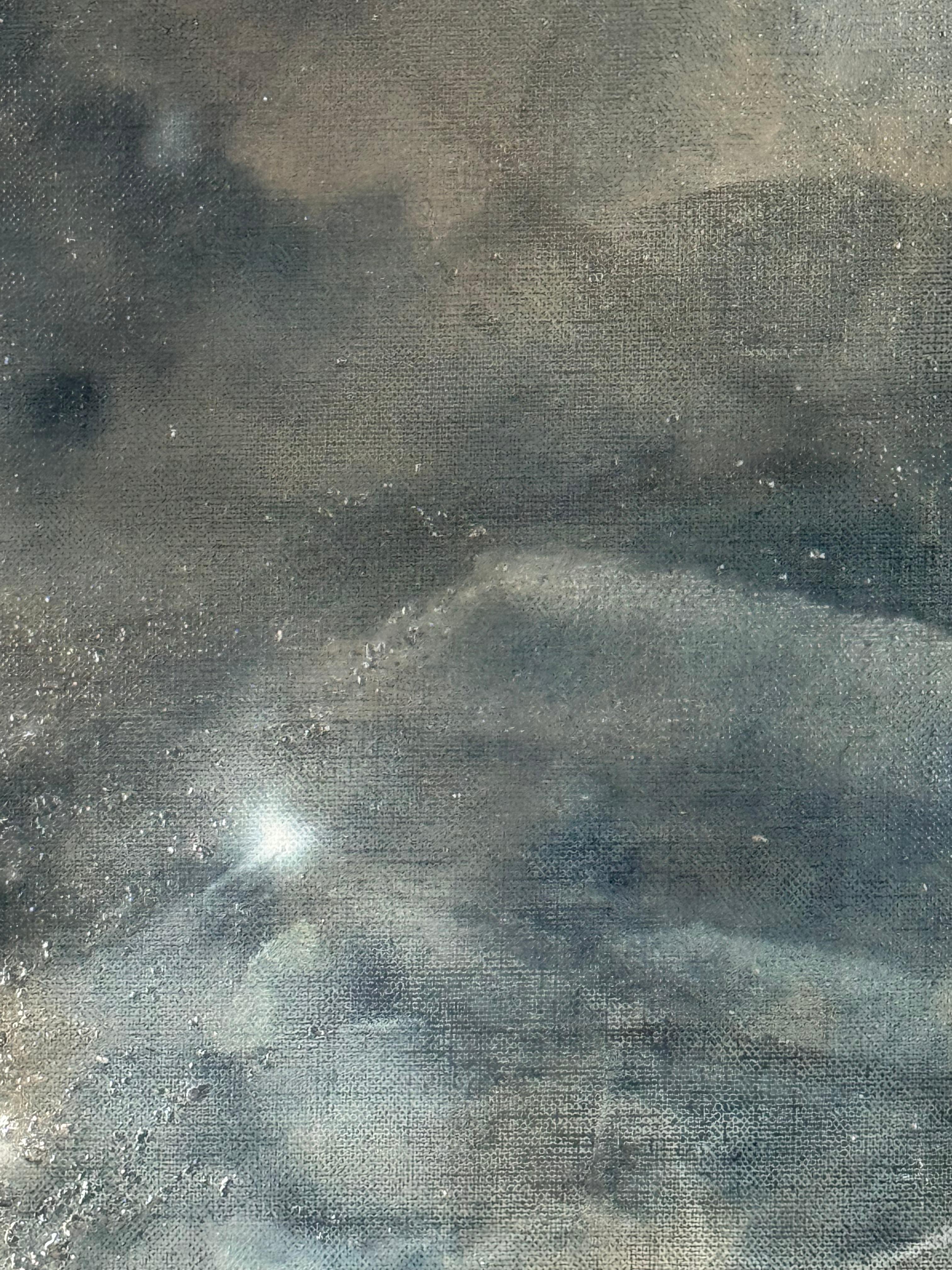 Magnifique peinture à l'huile avec des gris sombres et du mica par Katherine Filice en vente 8