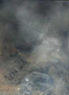 Magnifique peinture à l'huile avec des gris sombres et du mica par Katherine Filice