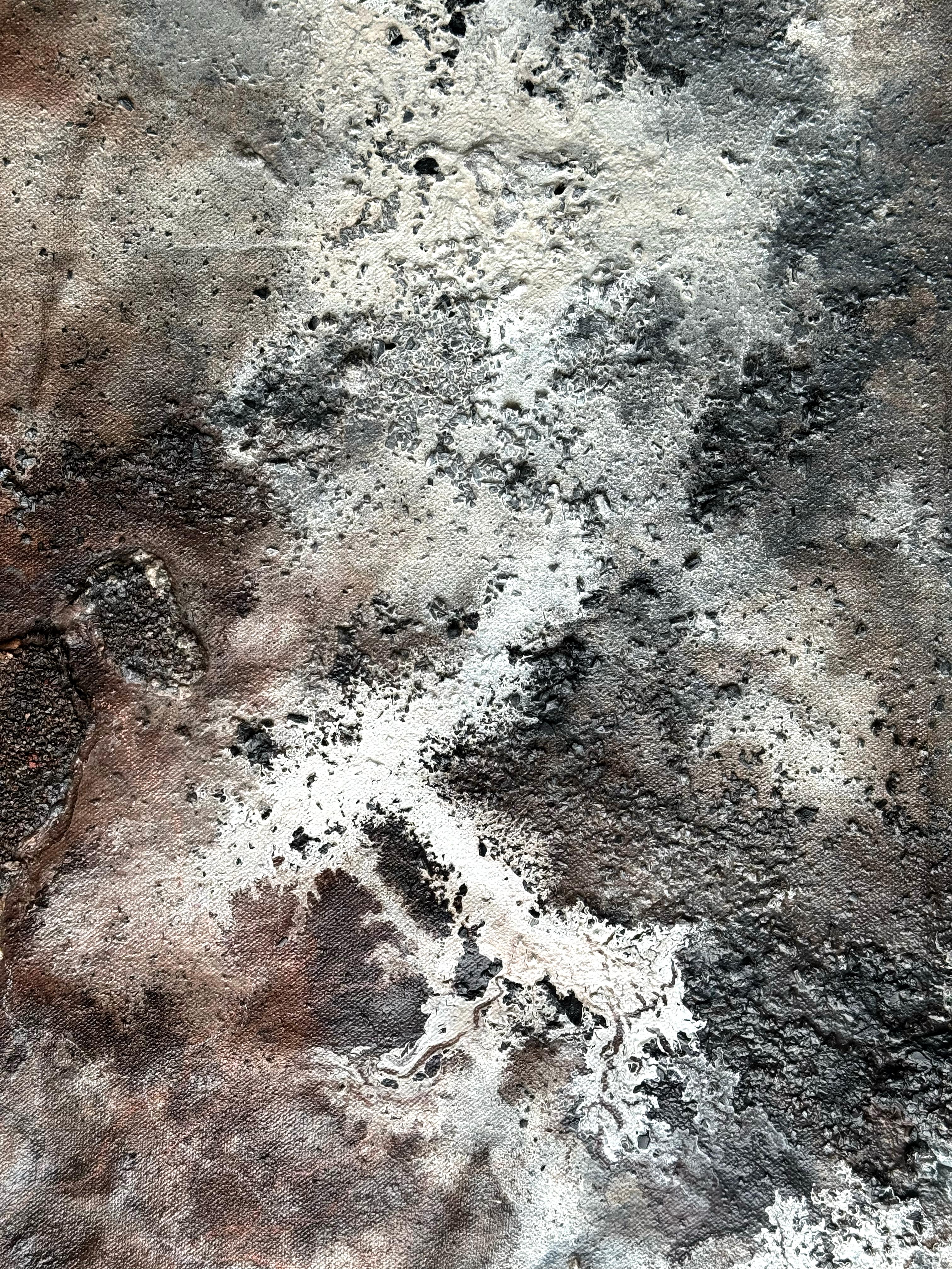 Moody Gray and Brown, Forest-Inspired Painting on Canvas by Katherine Filice For Sale 11
