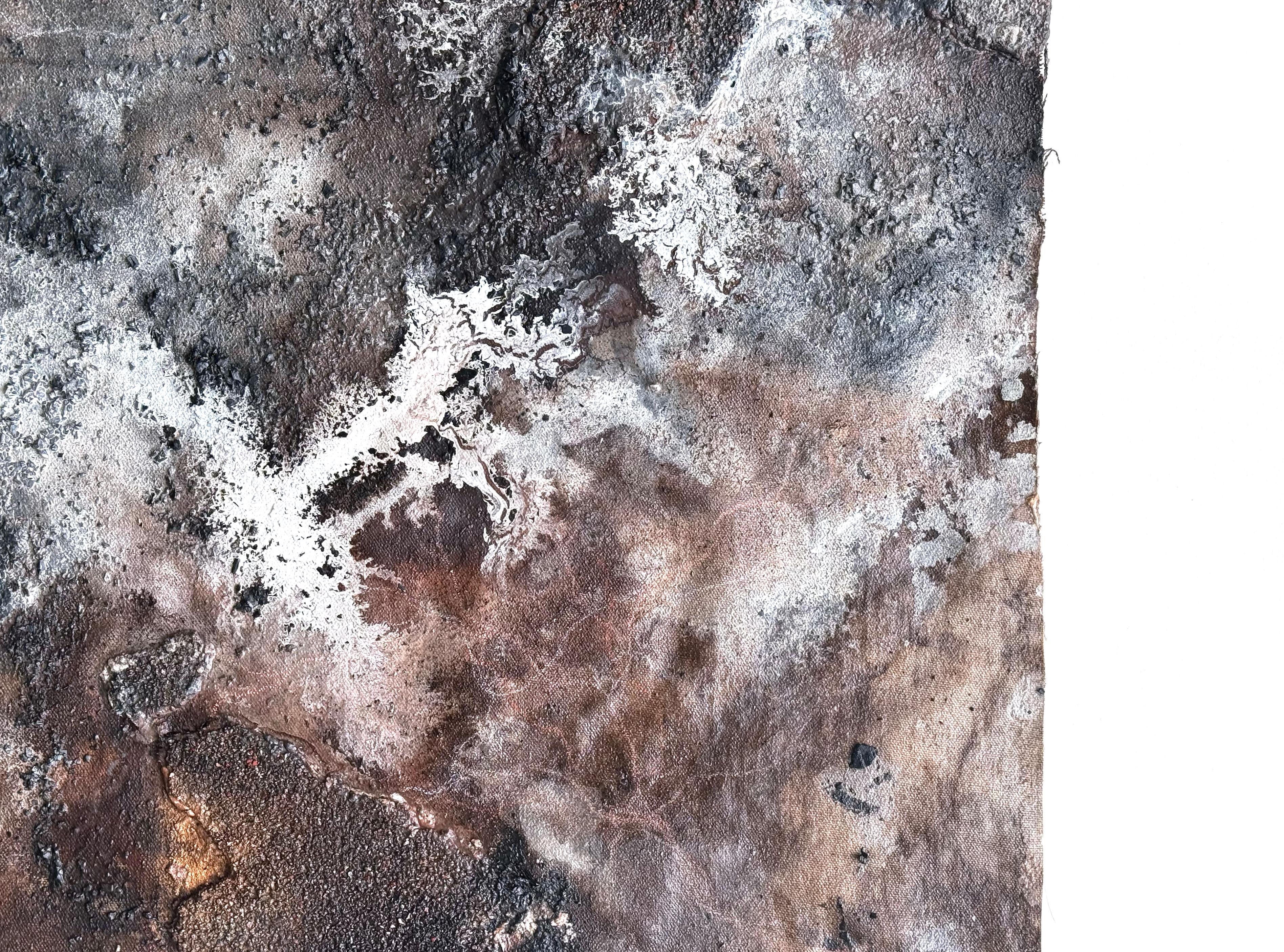 Moody Gray and Brown, Forest-Inspired Painting on Canvas by Katherine Filice For Sale 13