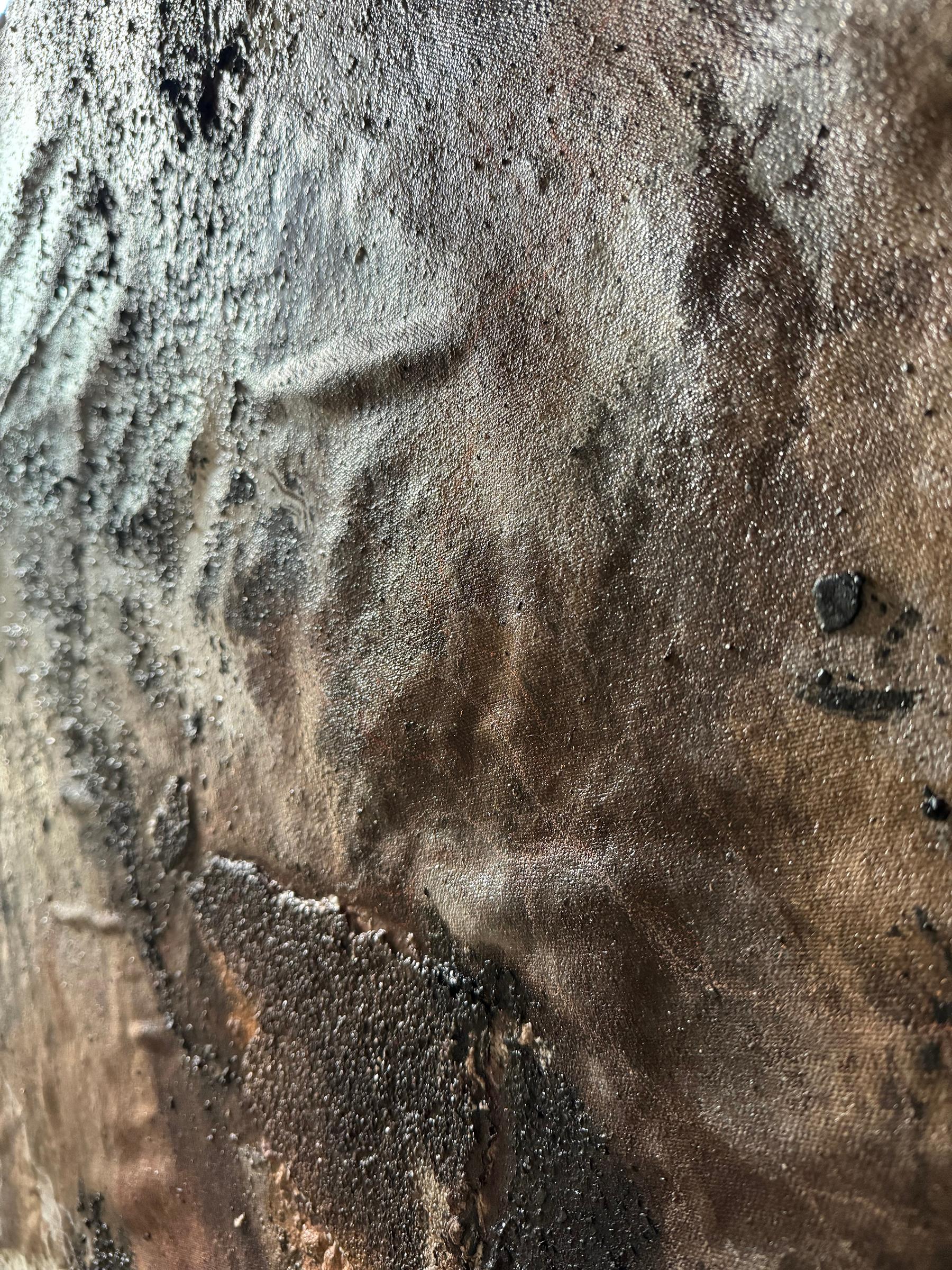 Moody Gray and Brown, Forest-Inspired Painting on Canvas by Katherine Filice For Sale 1