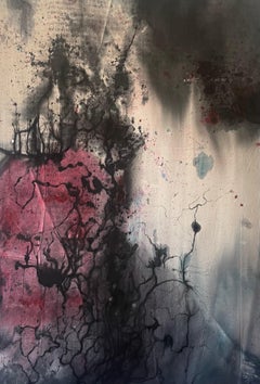 "No Way Down", grande dipinto contemporaneo a olio e inchiostro di Katherine Filice