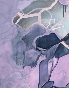 "Premonitions" A large evocative oil painting with blues, pinks and lavender
