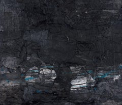 Rubicon - Contemporary Painting w/ Stunning Depth & Pop of Color (Black+Blue)