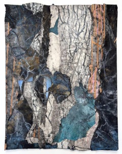 Spirit Guide (No. 2) Abstracted blue butterflies with gold and gray inks