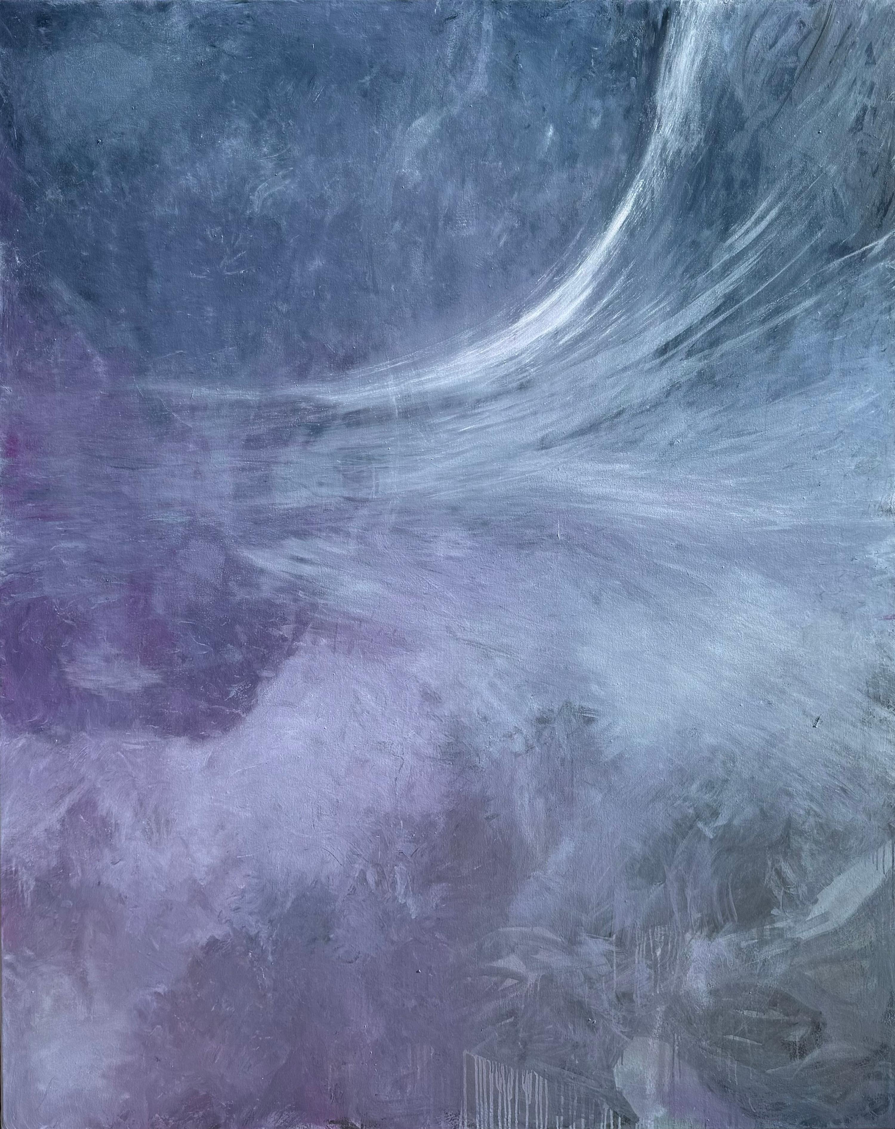 "The Energy of You" - ein wunderschönes, energiegeladenes Ölgemälde in sanften Grau- und Rosatönen