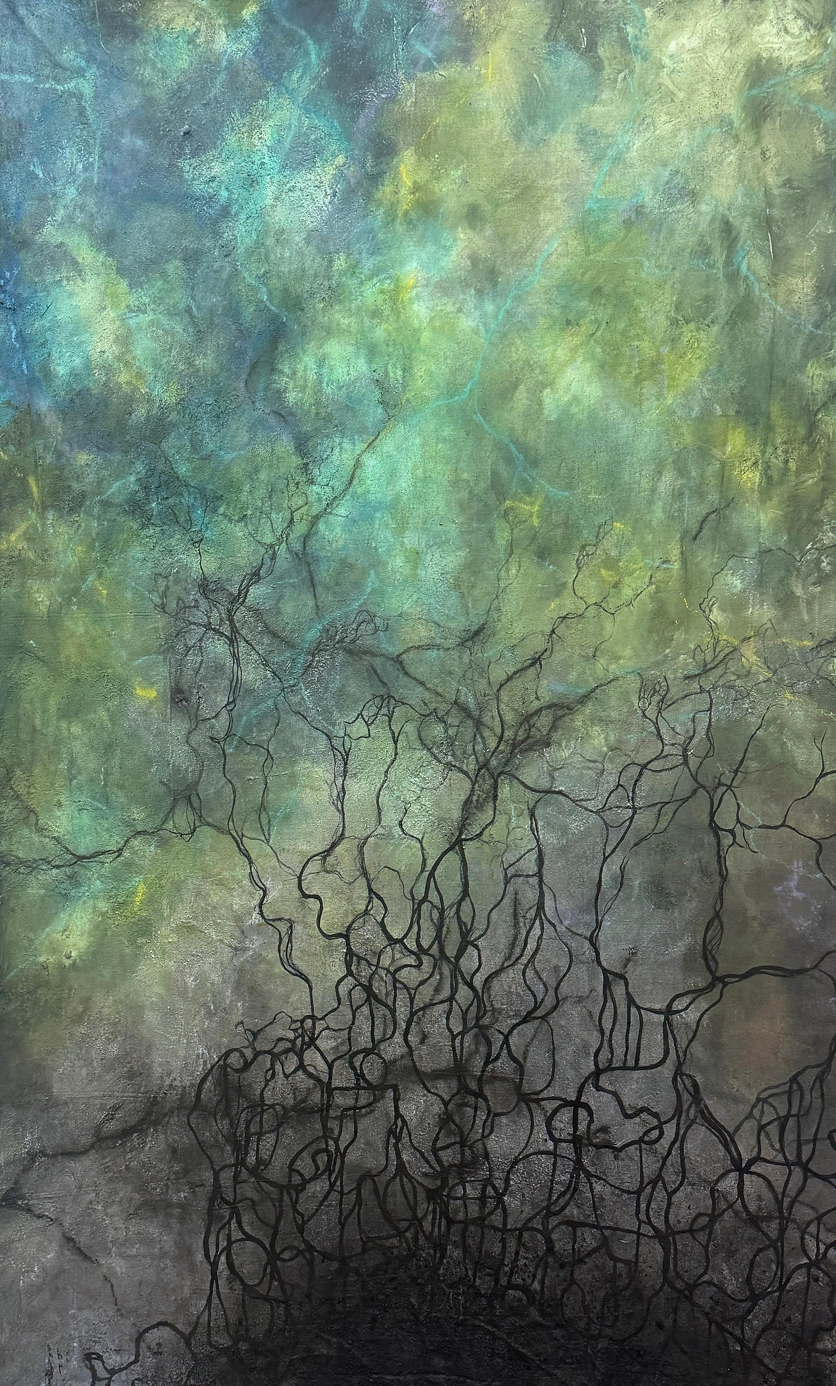 Katherine Filice Abstract Painting - "The Secret Language of the Forest X" A beautiful dimensional painting on canvas