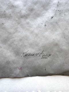 Wayfinding (No. 4) Forest-Inspired Grey Blue & Pink Painting by Katherine Filice