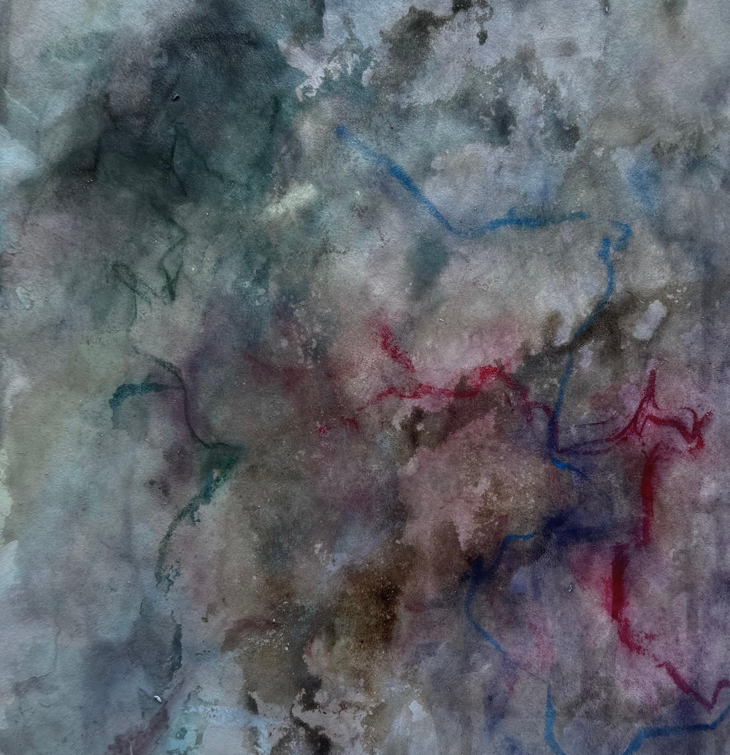 Wayfinding (No. 4) Forest-Inspired Grey Blue & Pink Painting by Katherine Filice For Sale 4