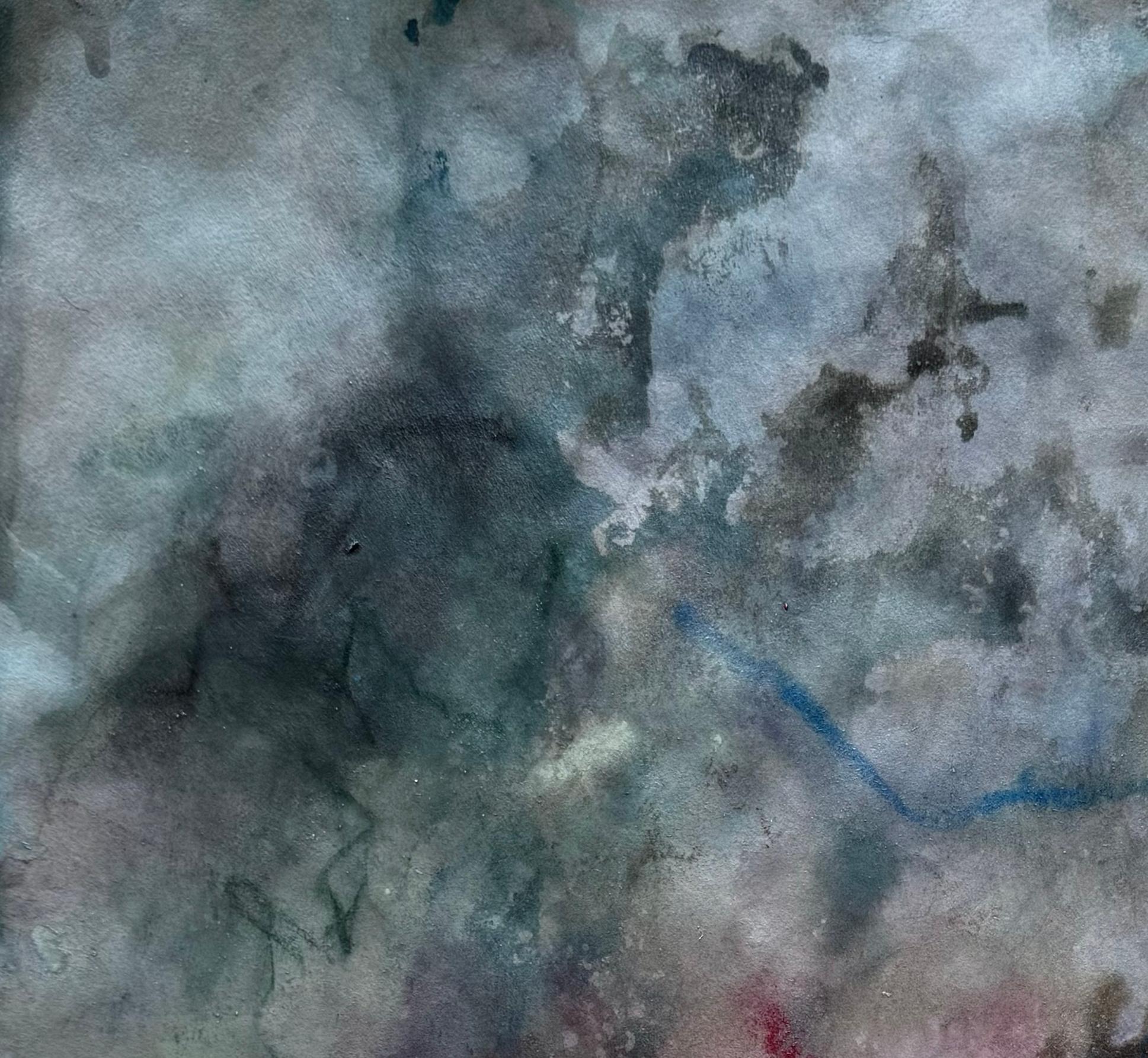 Wayfinding (No. 4) Forest-Inspired Grey Blue & Pink Painting by Katherine Filice For Sale 5