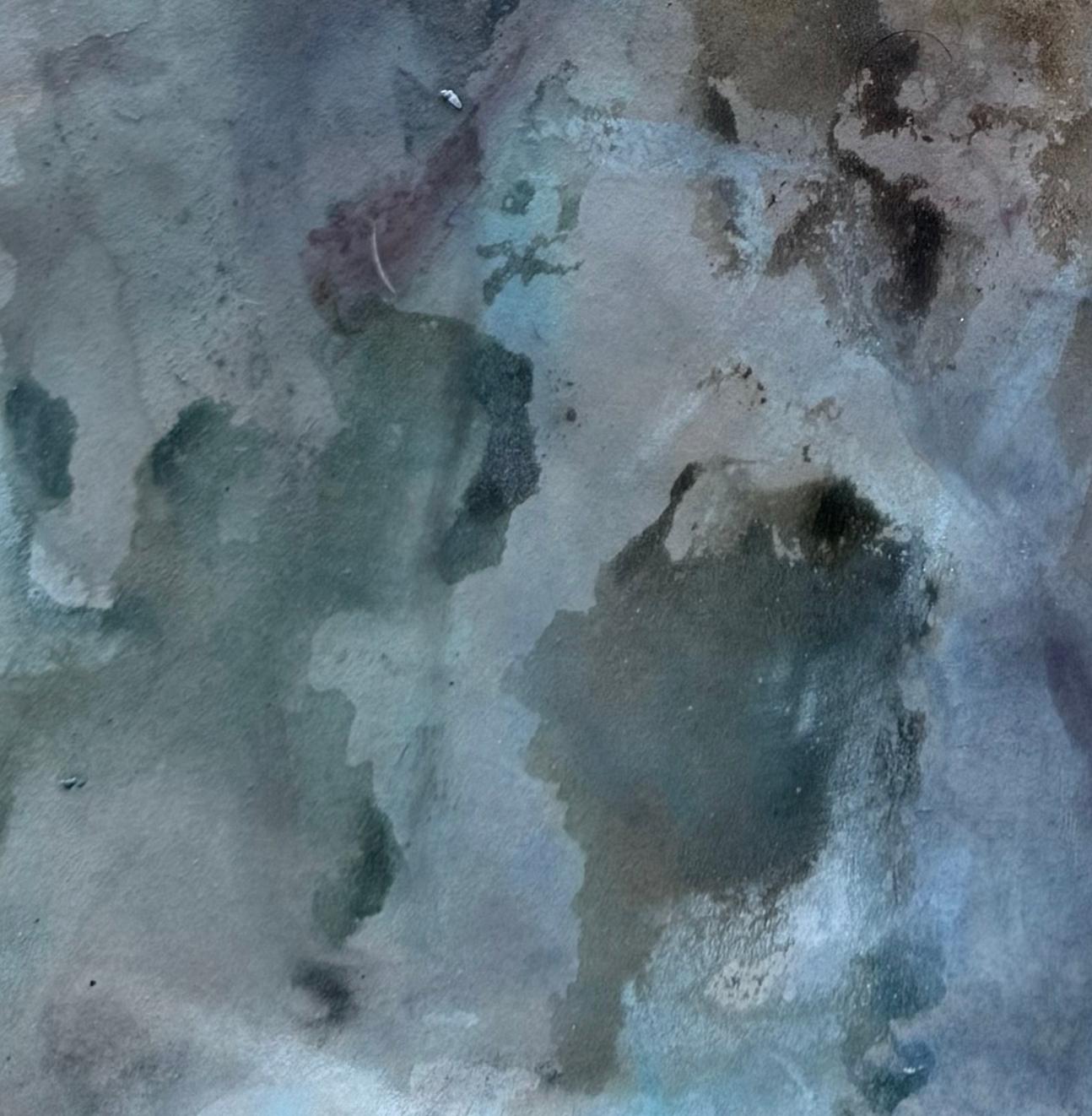 Wayfinding (No. 4) Forest-Inspired Grey Blue & Pink Painting by Katherine Filice For Sale 6