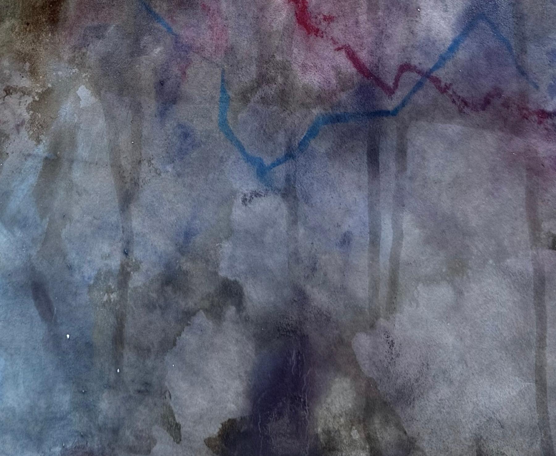 Wayfinding (No. 4) Forest-Inspired Grey Blue & Pink Painting by Katherine Filice For Sale 7