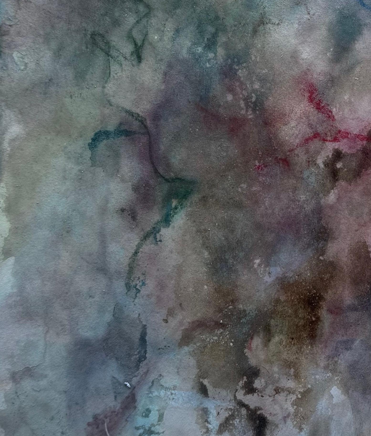 Wayfinding (No. 4) Forest-Inspired Grey Blue & Pink Painting by Katherine Filice For Sale 8