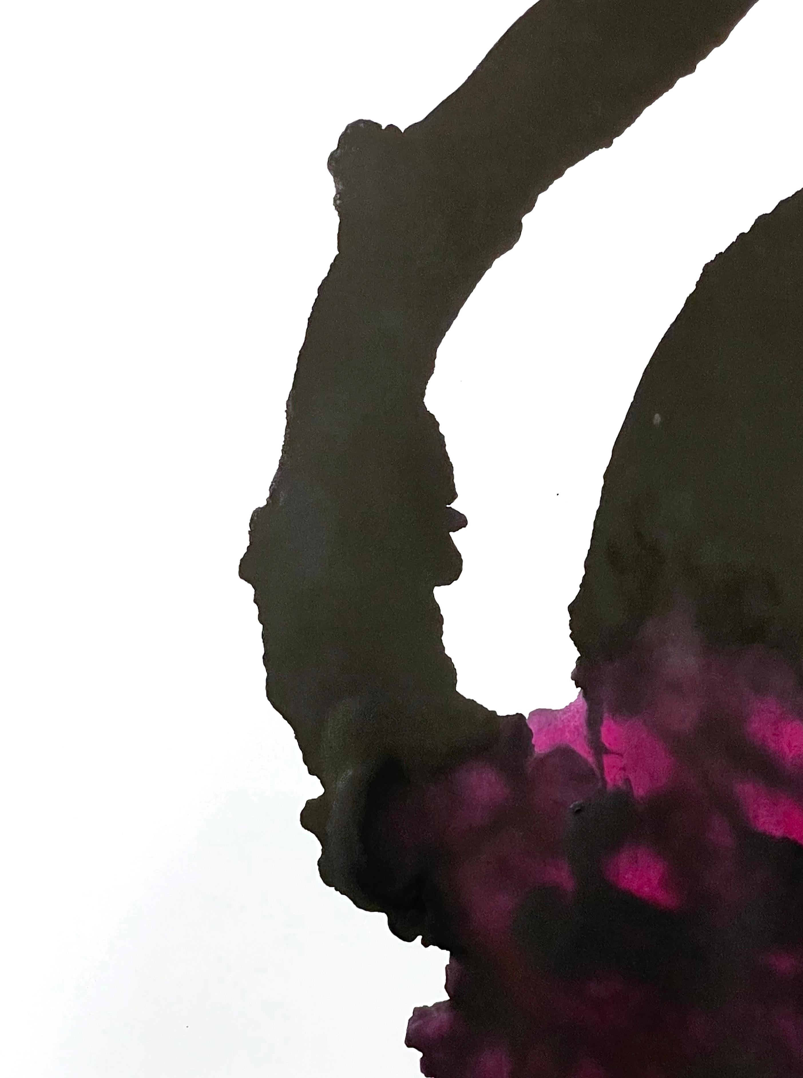 What I Think I Know No. 14 – Black and Fuchsia Ink Abstract by Filice (2021) - Painting by Katherine Filice