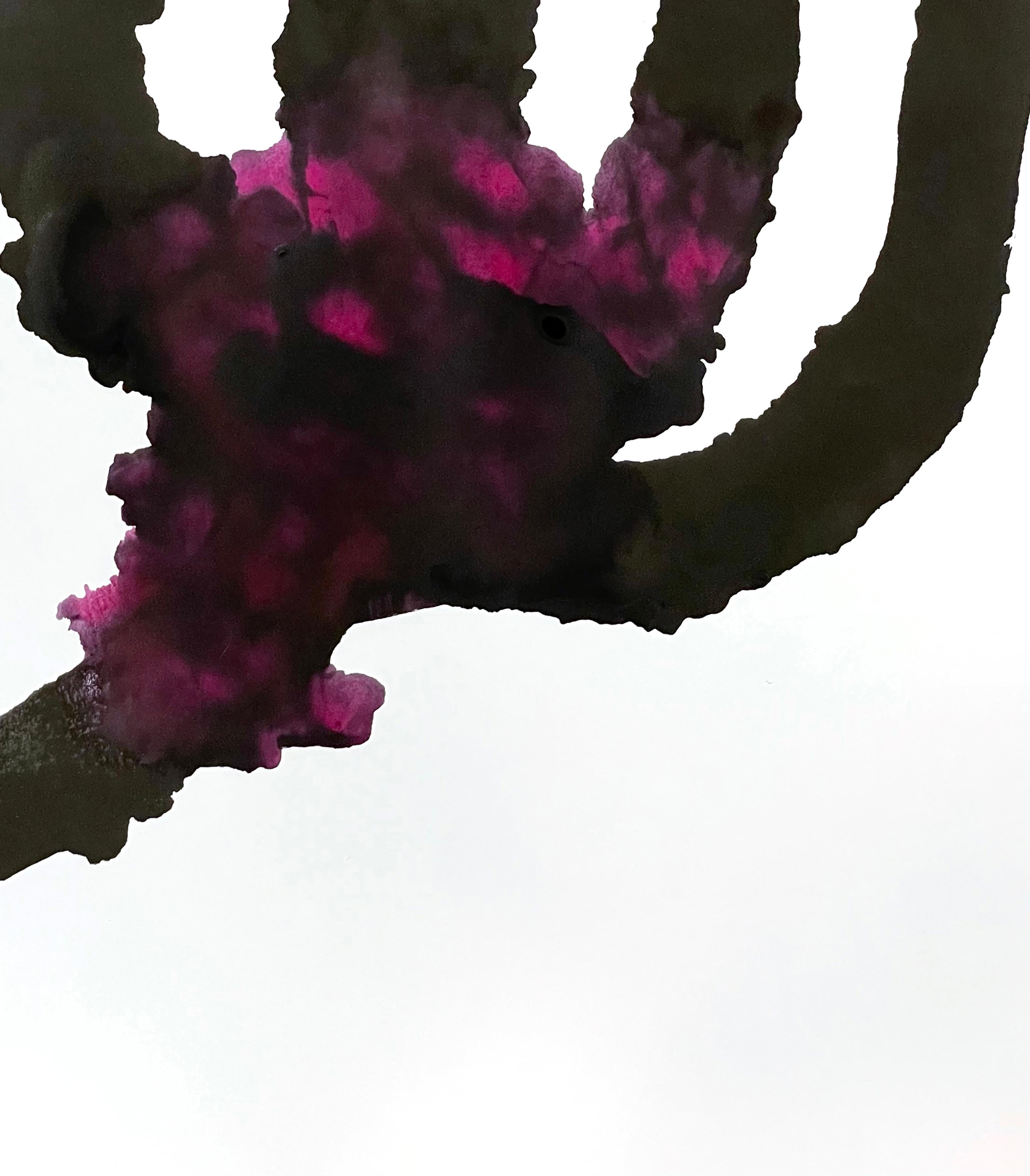 What I Think I Know No. 14 – Black and Fuchsia Ink Abstract by Filice (2021) - Contemporary Painting by Katherine Filice