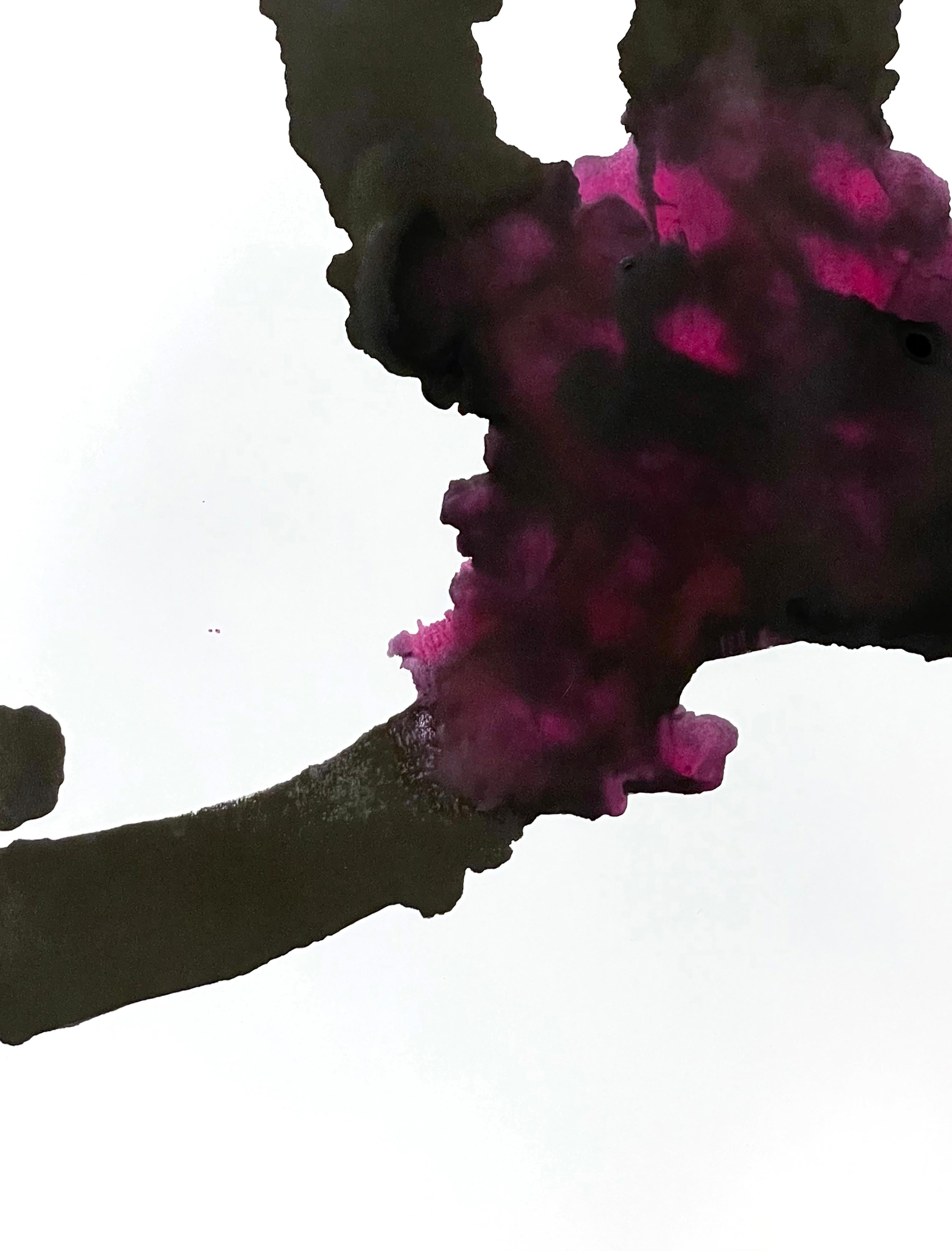 What I Think I Know No. 14 – Black and Fuchsia Ink Abstract by Filice (2021) For Sale 1