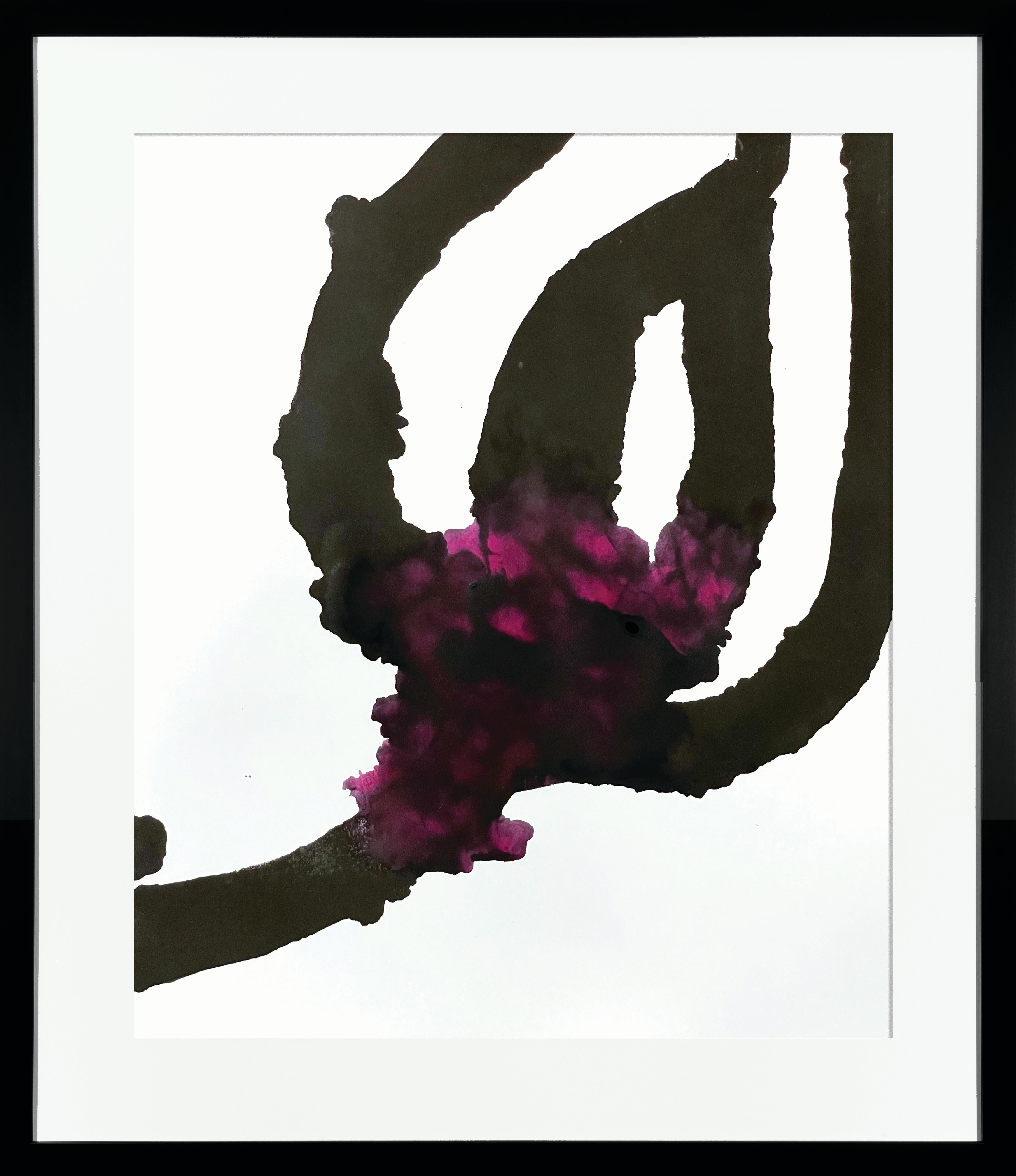 What I Think I Know No. 14 – Black and Fuchsia Ink Abstract by Filice (2021) For Sale 2