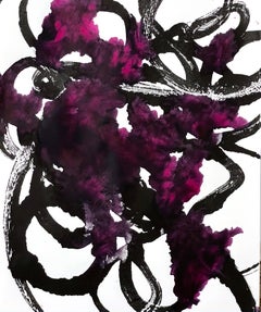 Was ich zu wissen glaube Nr. 15 - Abstrakte Tintenarbeiten in Schwarz und Magenta (2021)