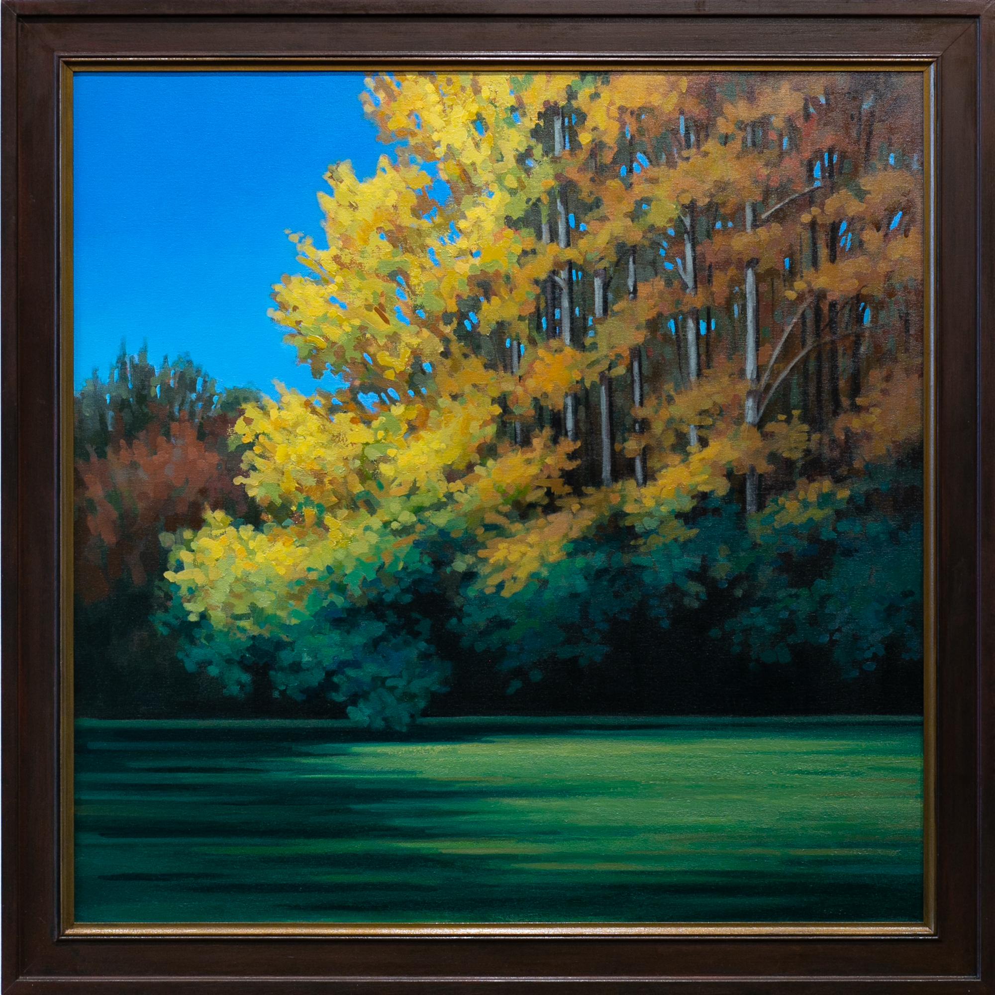 Landscape Painting Katherine Fraser - ""A Few Prosaic Days", Peinture de paysage de l'automne en Nouvelle-Angleterre, Nature, Feuilles