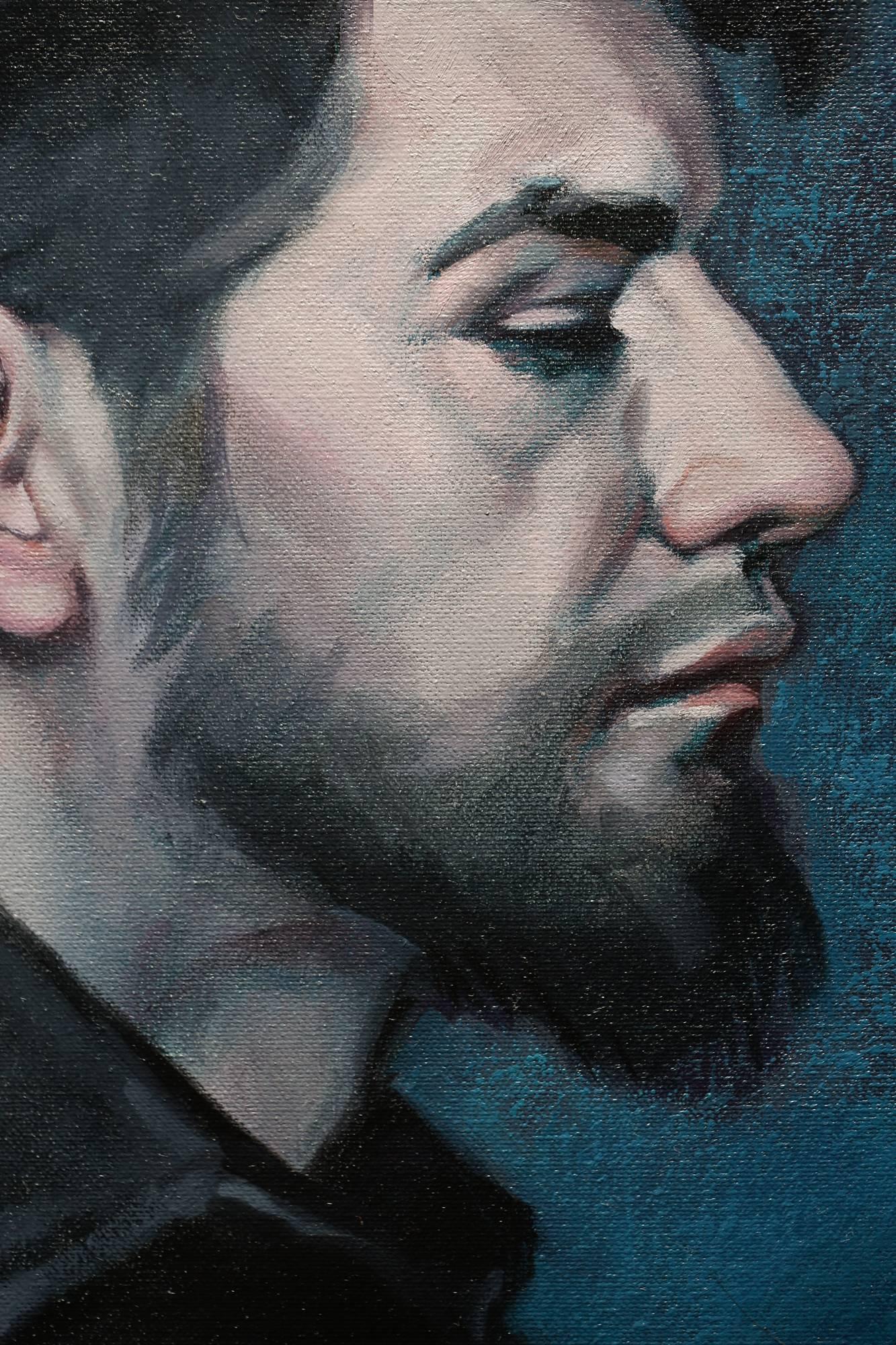 A Literary Man - Black Portrait Painting by Katherine Fraser