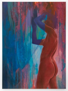 "All the Things You Are", Standing Nude in Abstract Color Wash Oil Painting