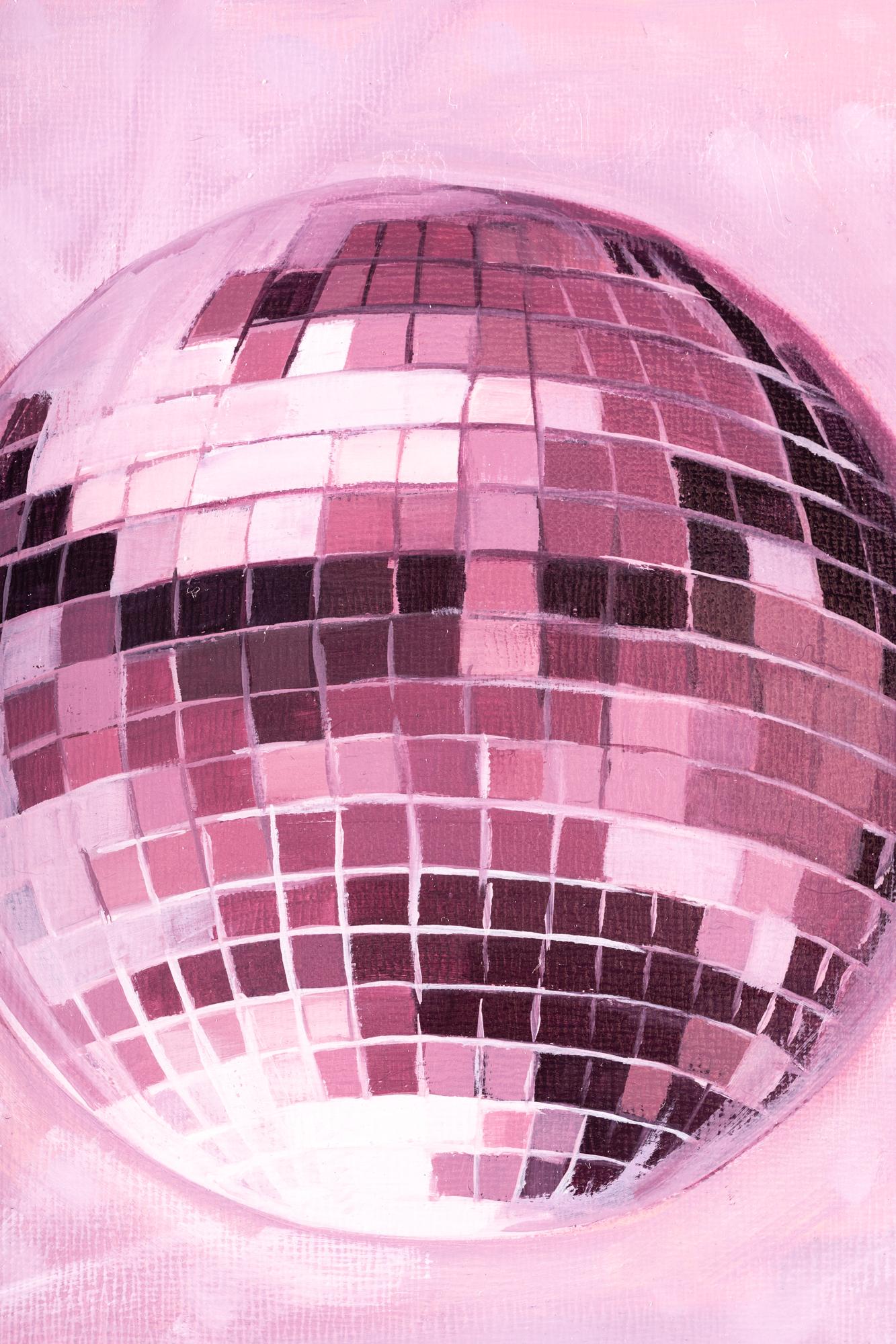 pink disco ball painting
