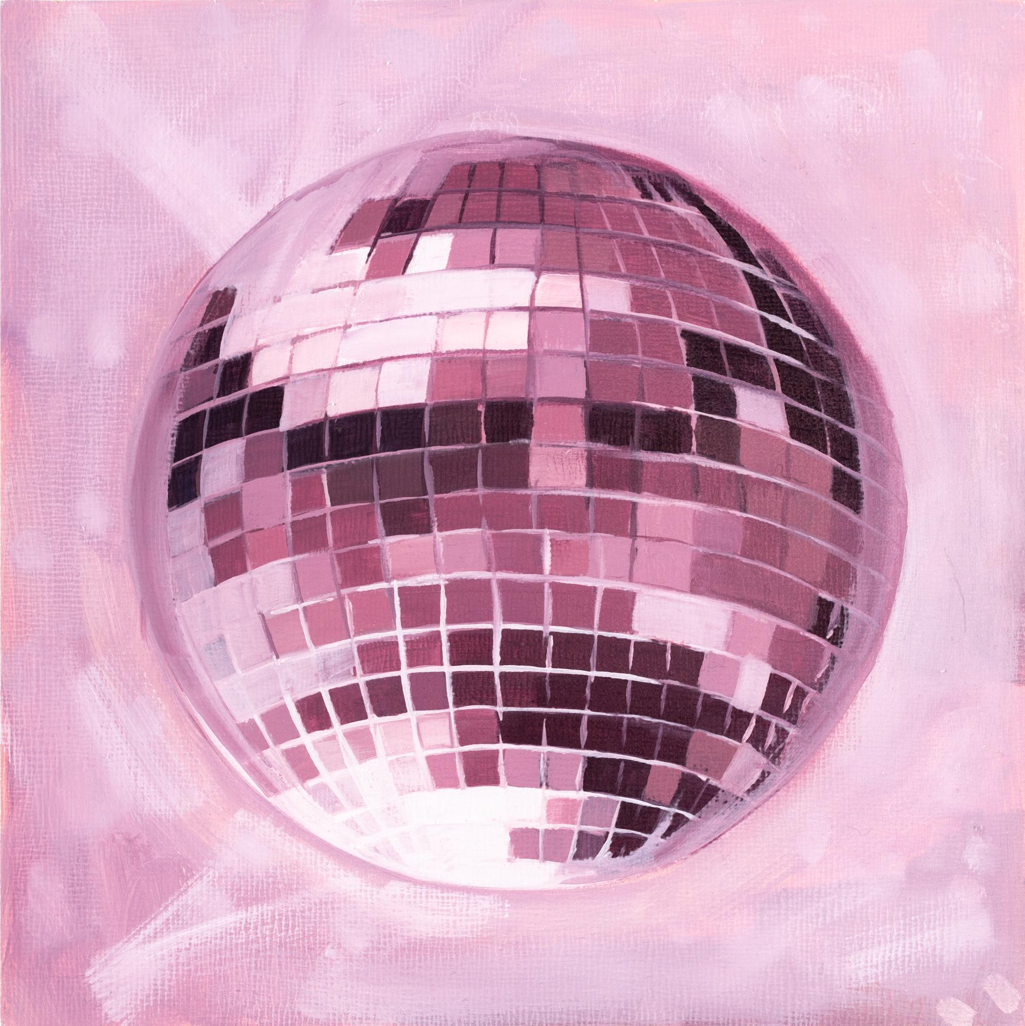 "Disco Ball II" Oil on panel - Painting by Katherine Fraser