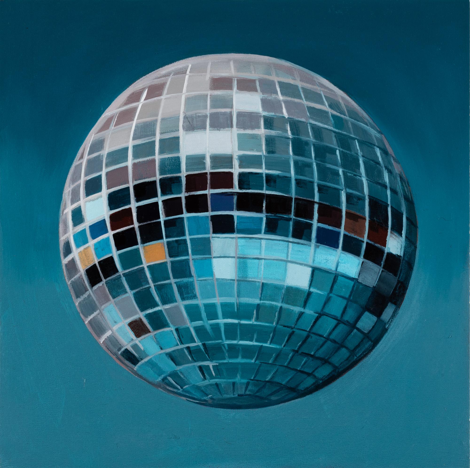 "Disco Ball III" Oil on panel - Painting by Katherine Fraser