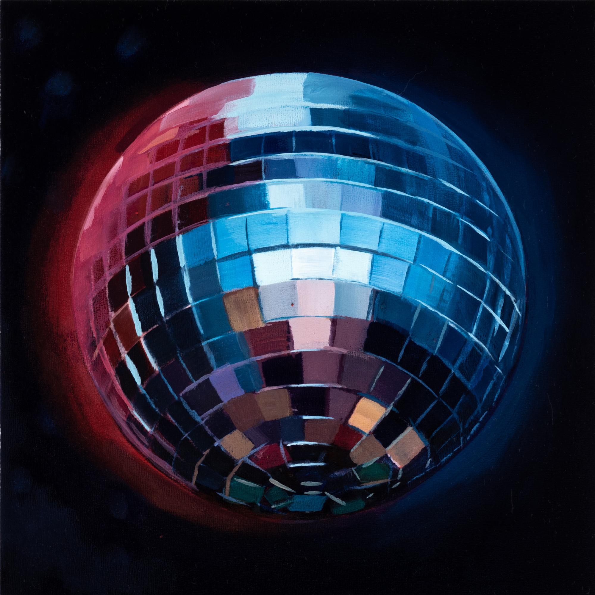 "Disco Ball IV" Oil on panel - Painting by Katherine Fraser