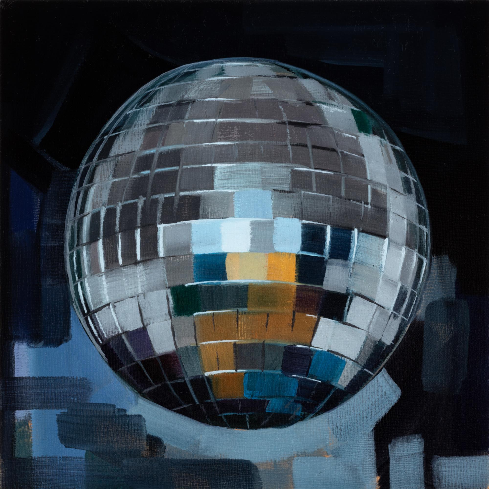 "Disco Ball VII" Oil on Panel - Painting by Katherine Fraser
