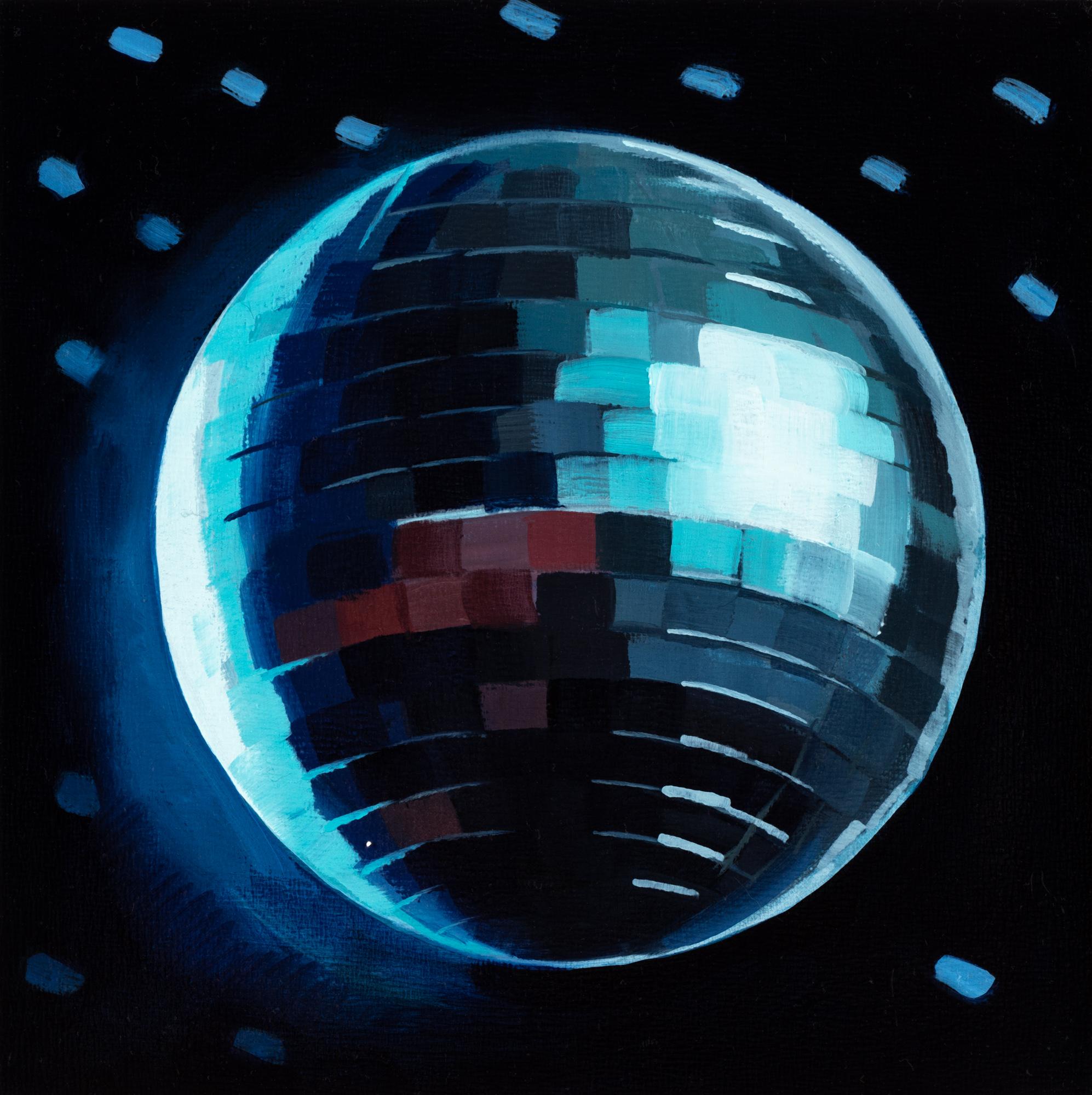 Disco Ball XV" Oil on panel - Painting by Katherine Fraser