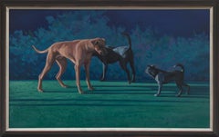 "Introduzioni" Quadro a olio di cani marroni e neri di Katherine Fraser