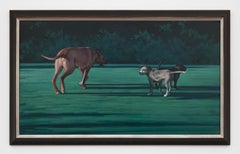 "Late Afternoon" Dogs in a Field by Katherine Fraser, Contemporary Realism