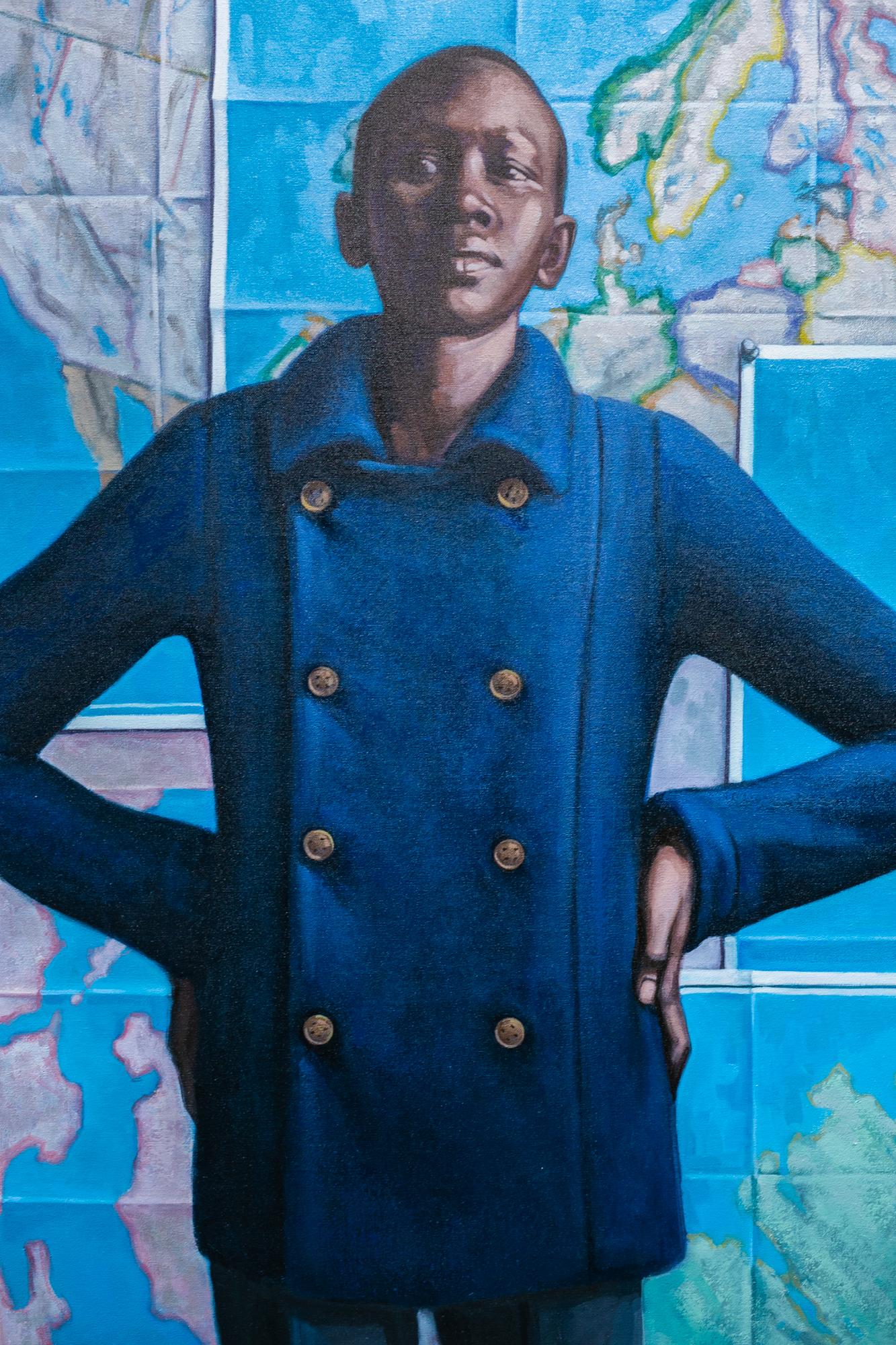 This figurative painting titled 