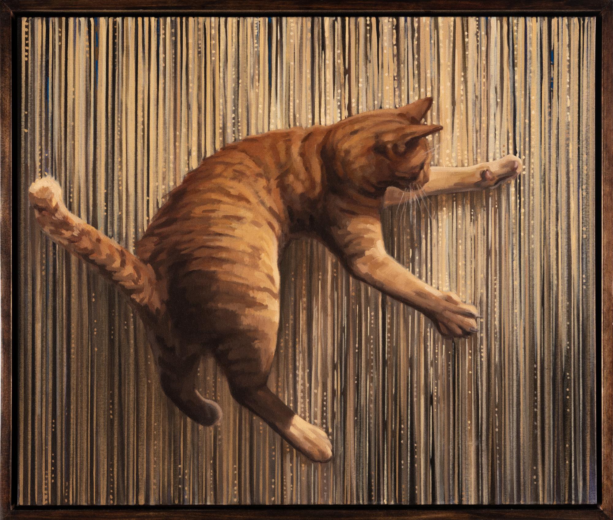 Katherine Fraser Animal Painting - "Nine Lives VIII", cat painting, oil on canvas