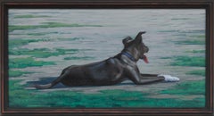 "Pant" Contemporary Portrait of Black Dog by Katherine Fraser